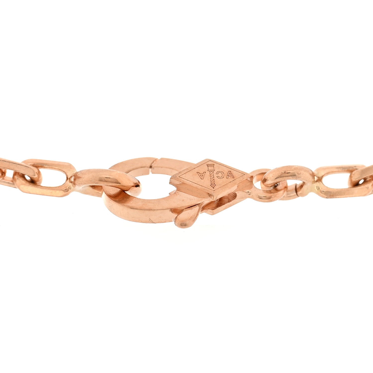 18K Rose Gold Carnelian 5 Motifs Guilloche Vintage Alhambra Bracelet — view 3