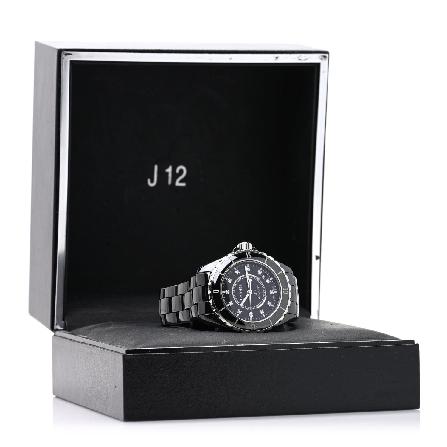 Stainless Steel Ceramic Diamond 38mm J12 Automatic Watch Black — view 5