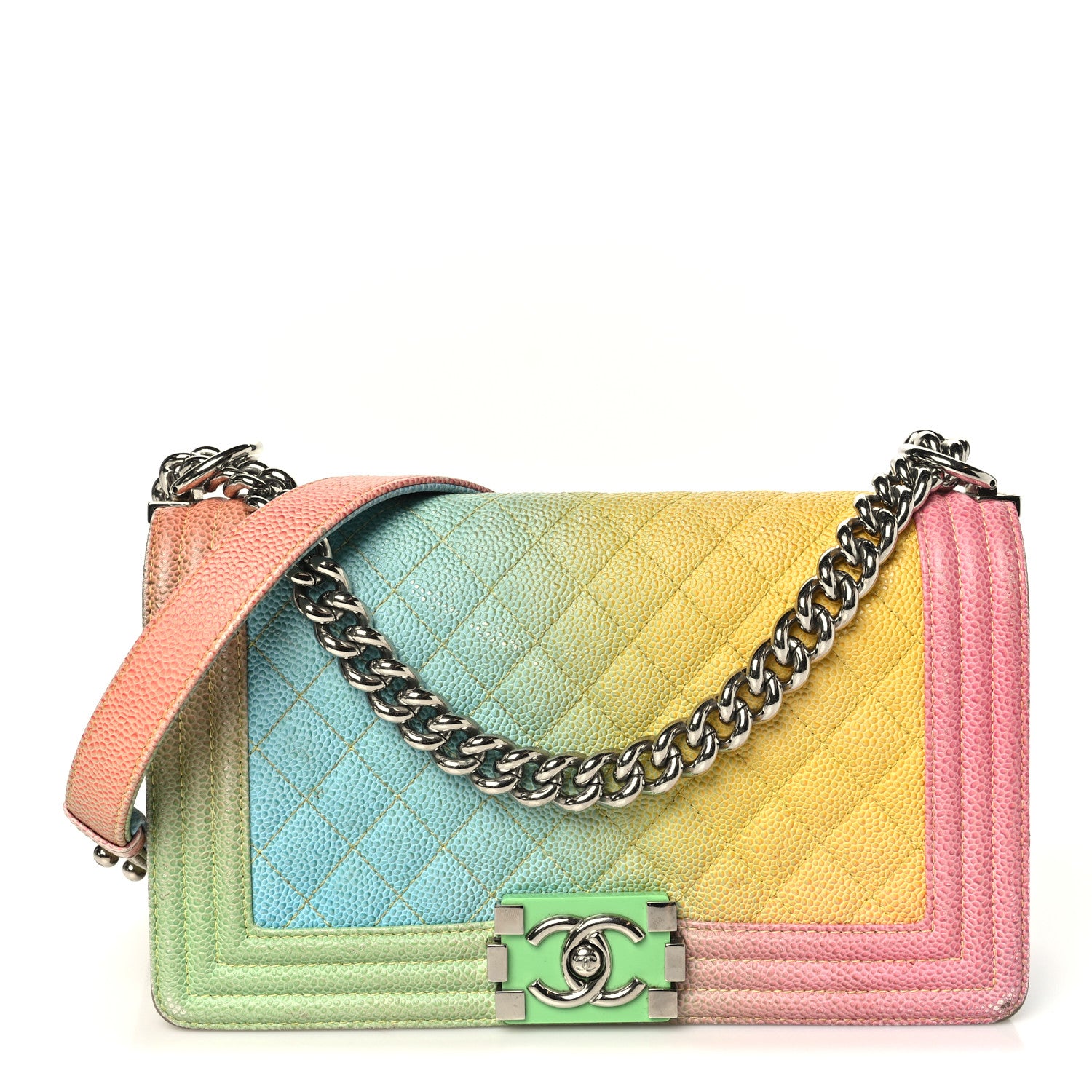 Caviar Quilted Medium Cuba Rainbow Boy Flap Multicolor Rainbow Boy Flap Multicolor