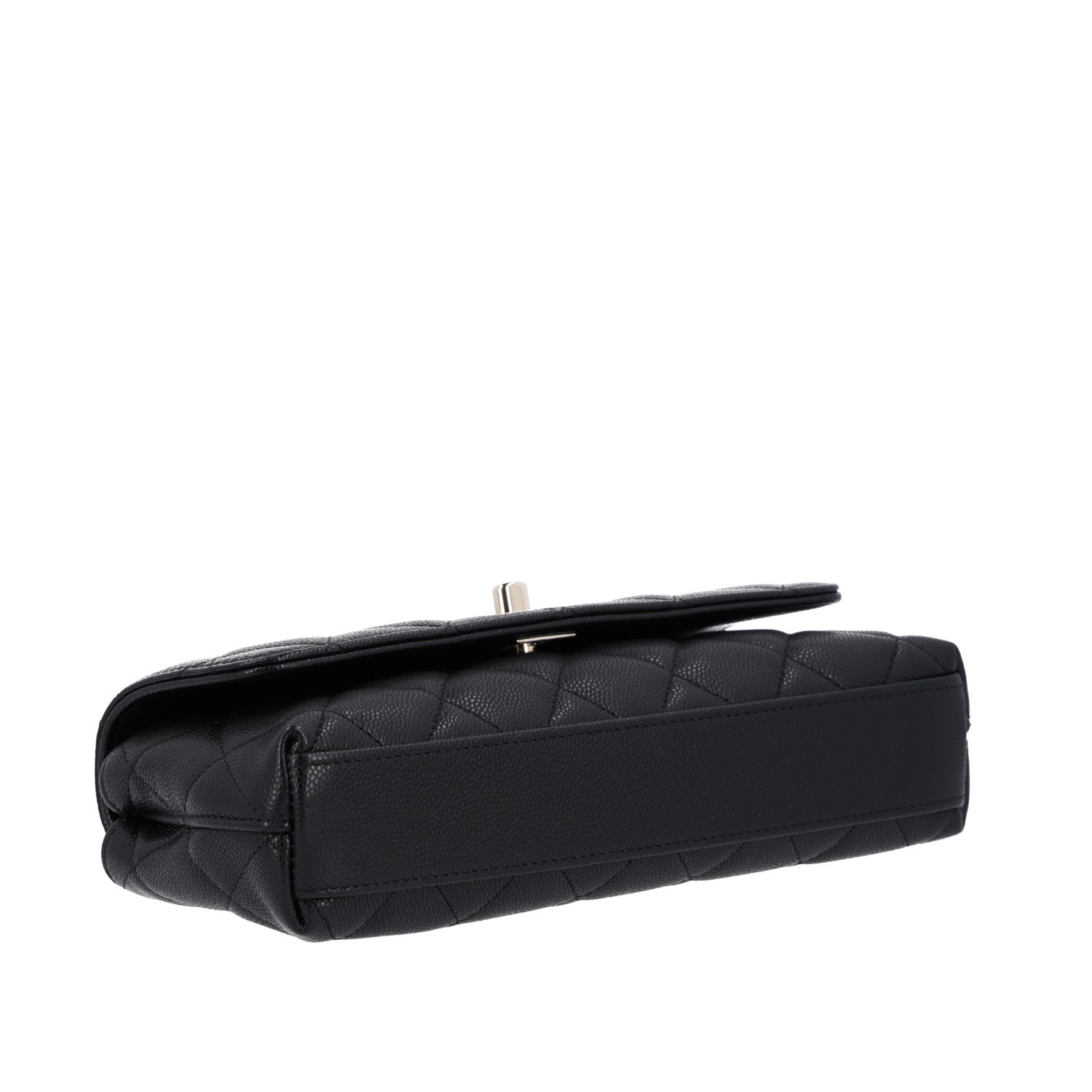 Caviar Quilted Coco Handle East West Clutch With Chain Black — view 4