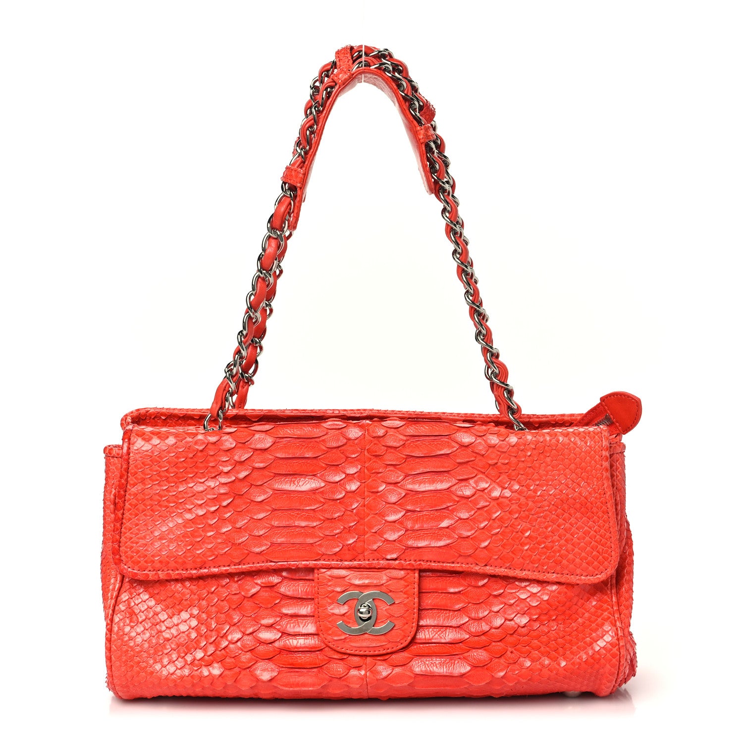 Snakeskin East West Kisslock Flap Red