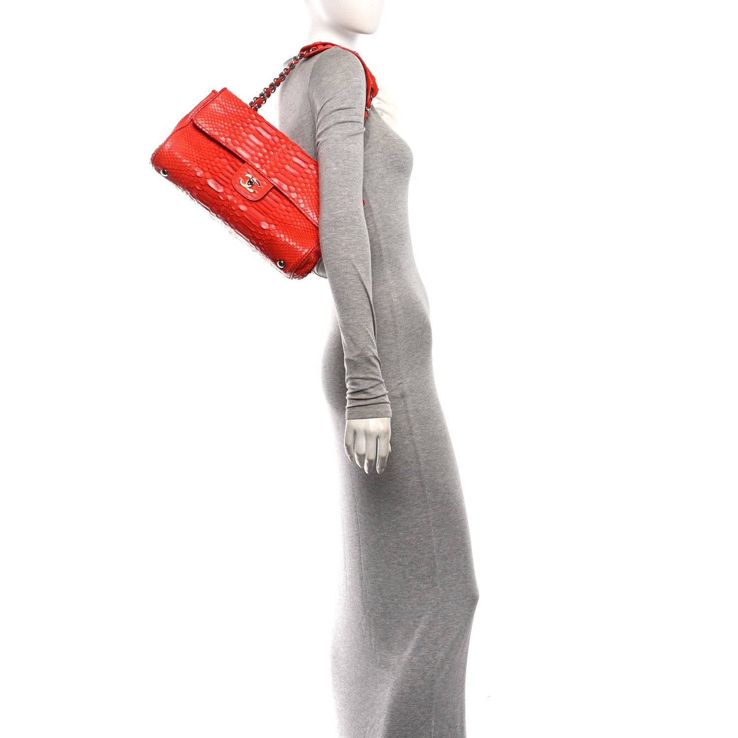 Snakeskin East West Kisslock Flap Red — view 2