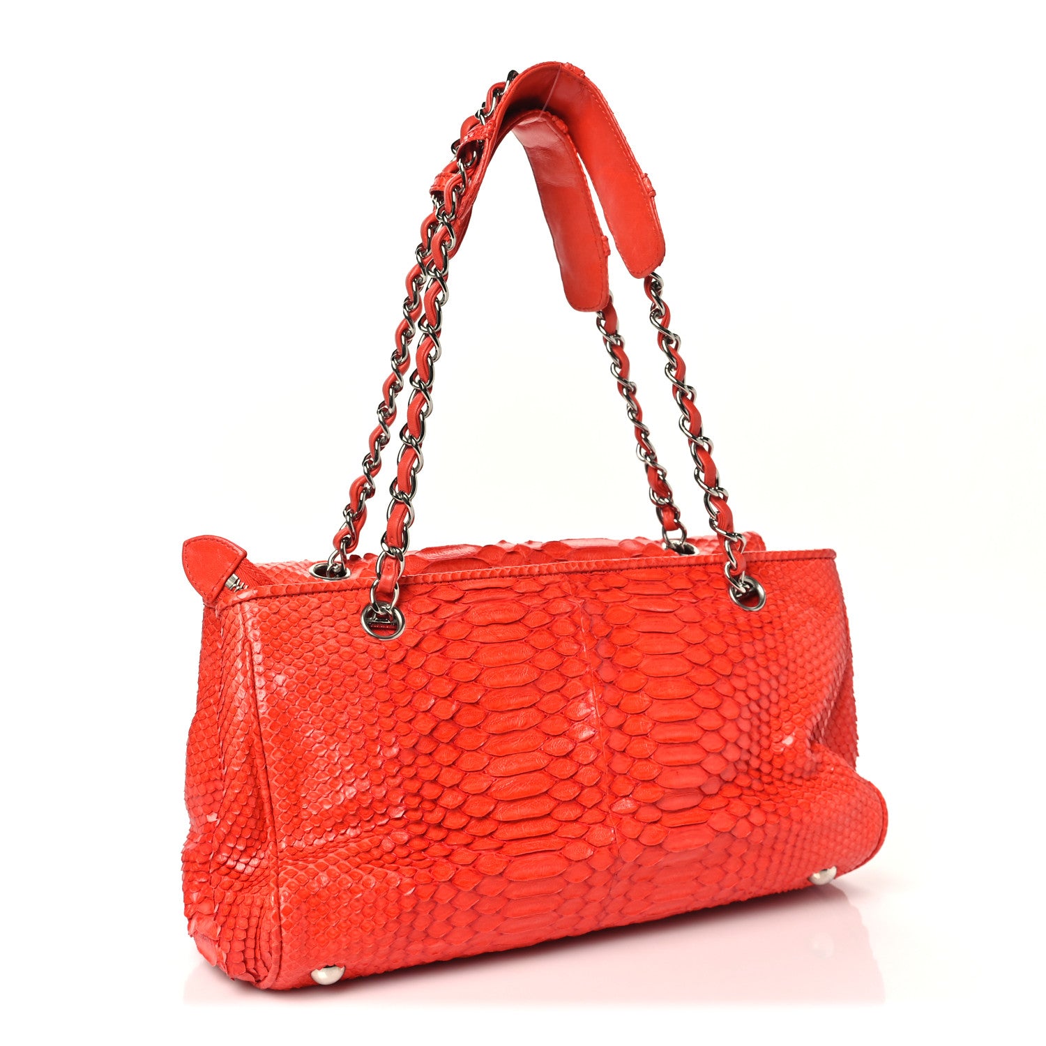 Snakeskin East West Kisslock Flap Red — view 3