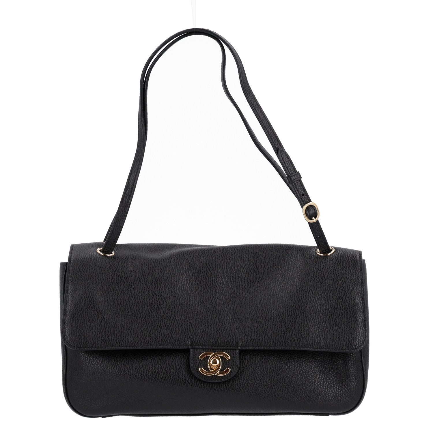 Grained Calfskin Small Souplissimo Maxi Flap Black