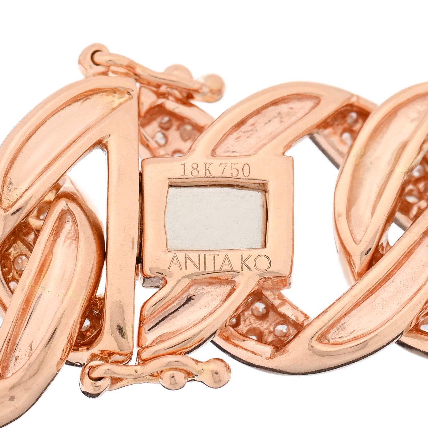 18K Rose Gold Diamond Hemingway Chain Link Bracelet — view 3