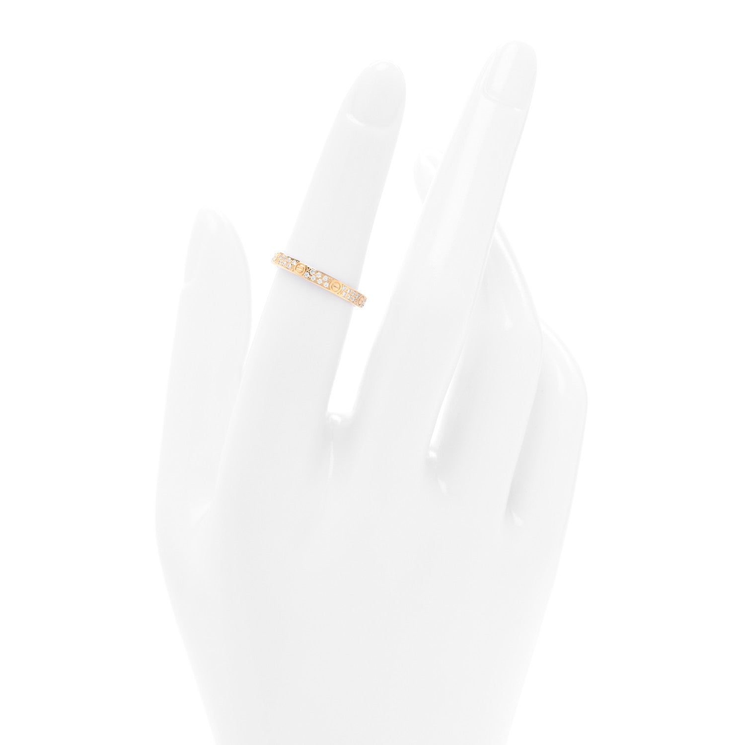 18K Yellow Gold Diamond 2.6mm LOVE Paved Band Ring 51 5.75 — view 2
