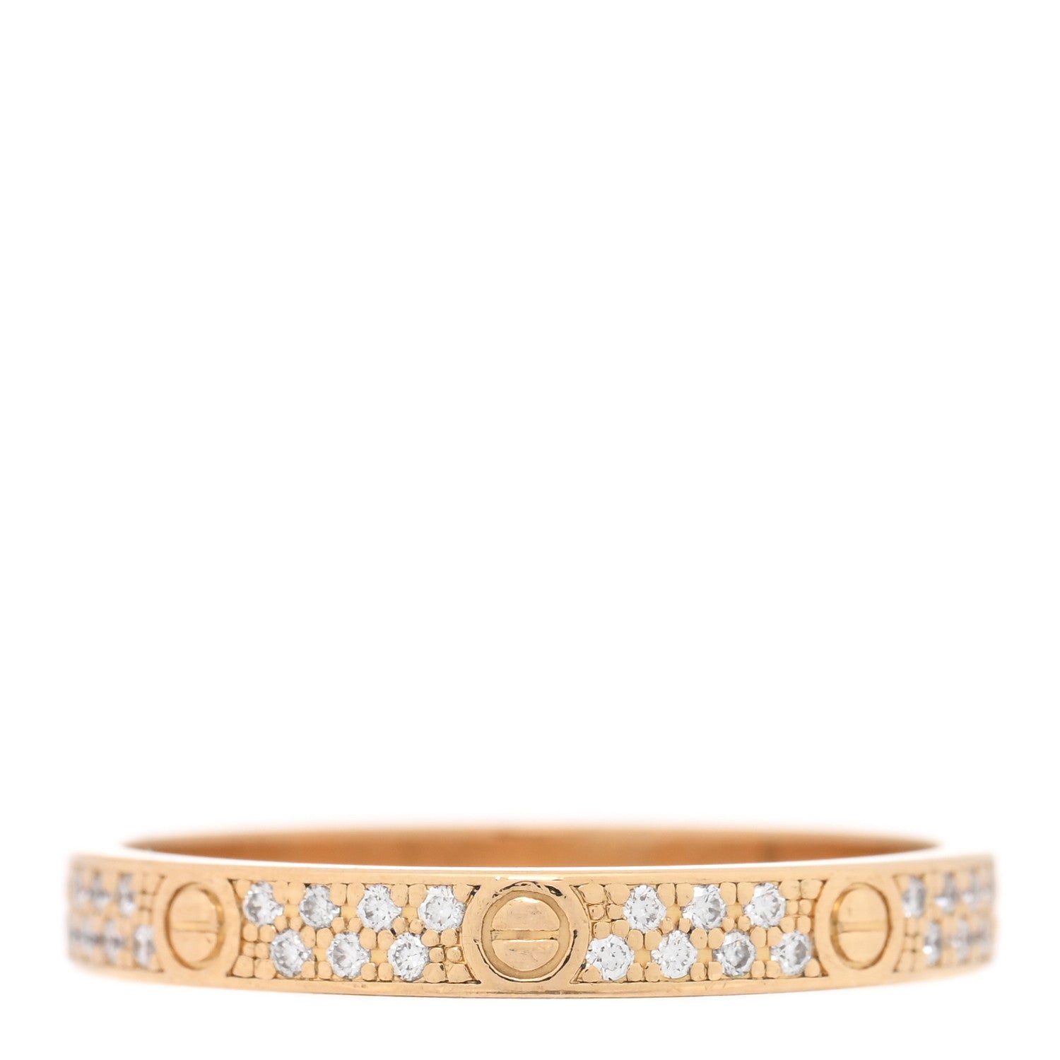 18K Yellow Gold Diamond 2.6mm LOVE Paved Band Ring 51 5.75 — view 3
