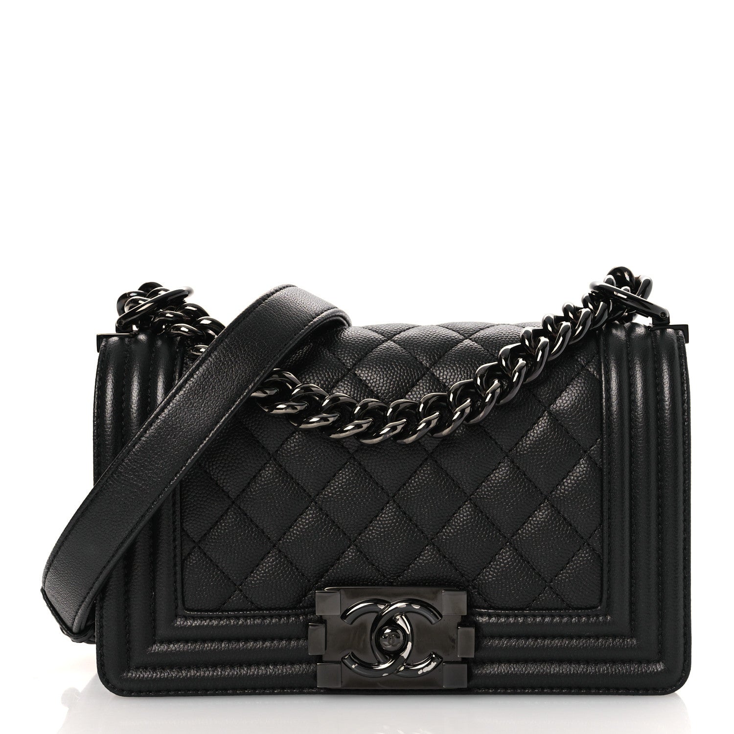Caviar Quilted Small Boy Flap So Black