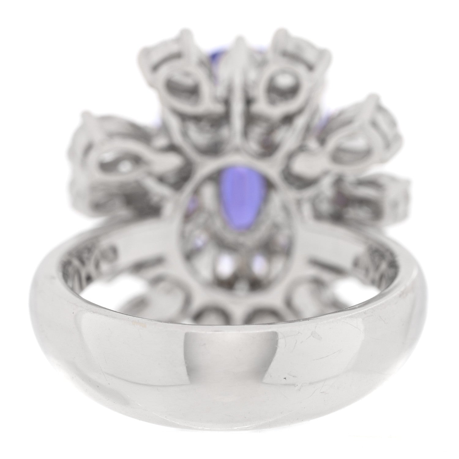 18K White Gold Diamond Tanzanite Oval Cocktail Ring 53 6.5 — view 3