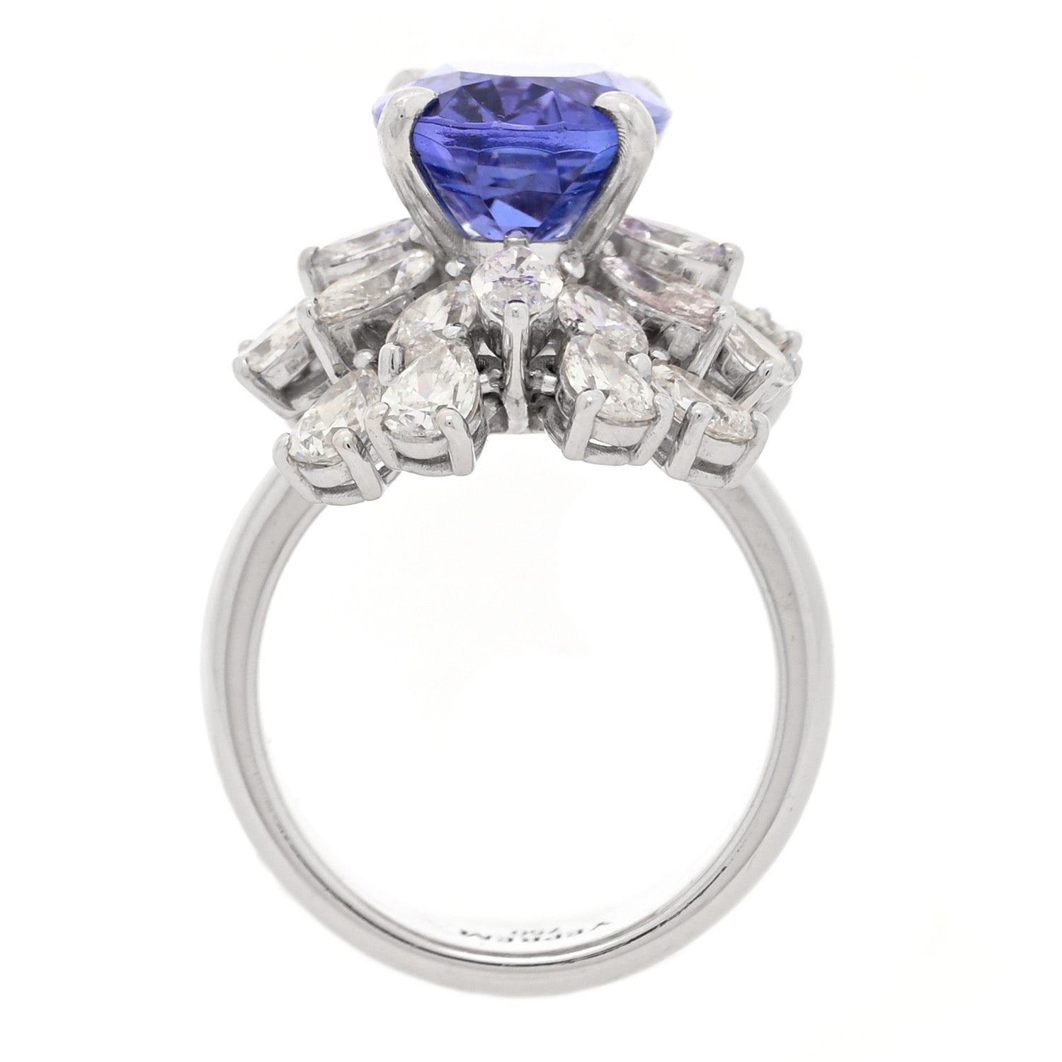 18K White Gold Diamond Tanzanite Oval Cocktail Ring 53 6.5 — view 4