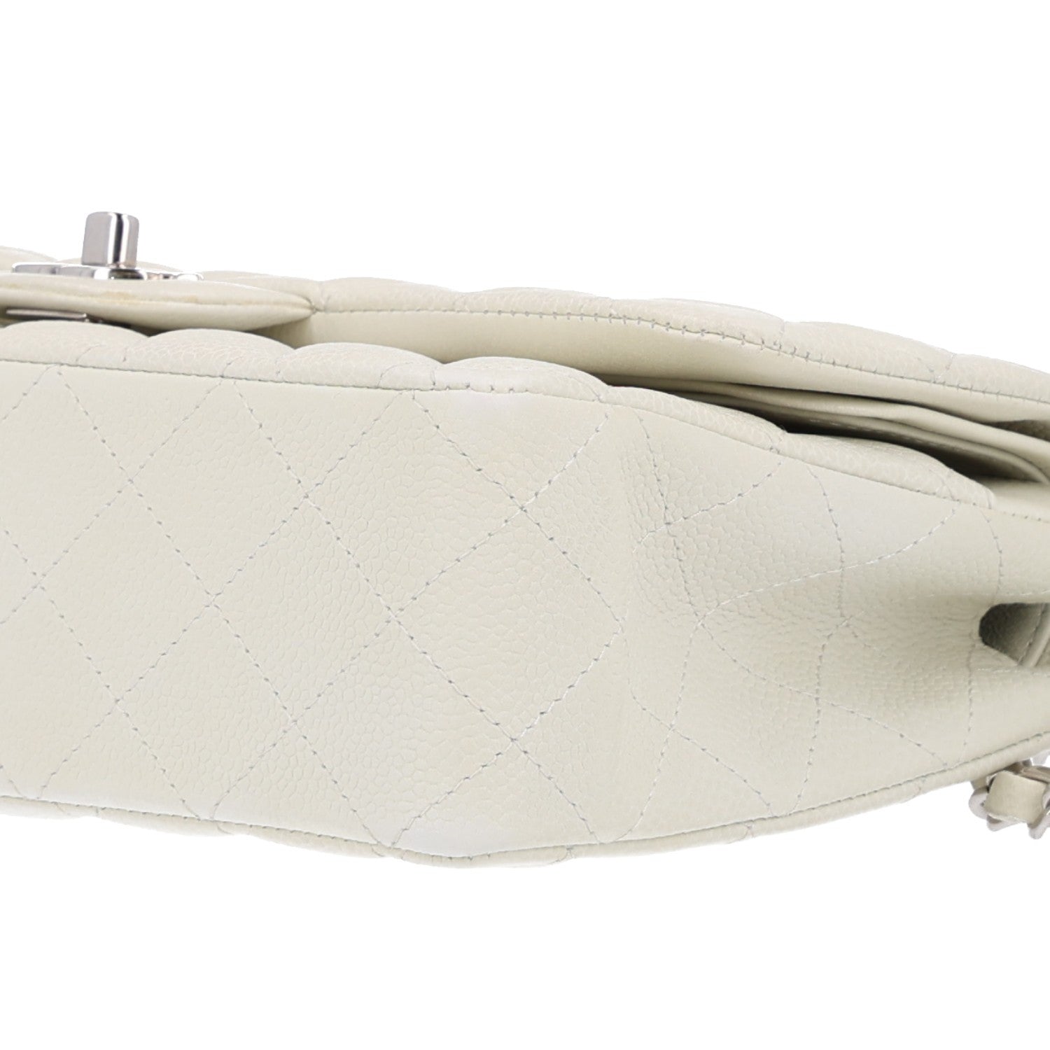 Caviar Quilted Medium Double Flap Light Green — view 3