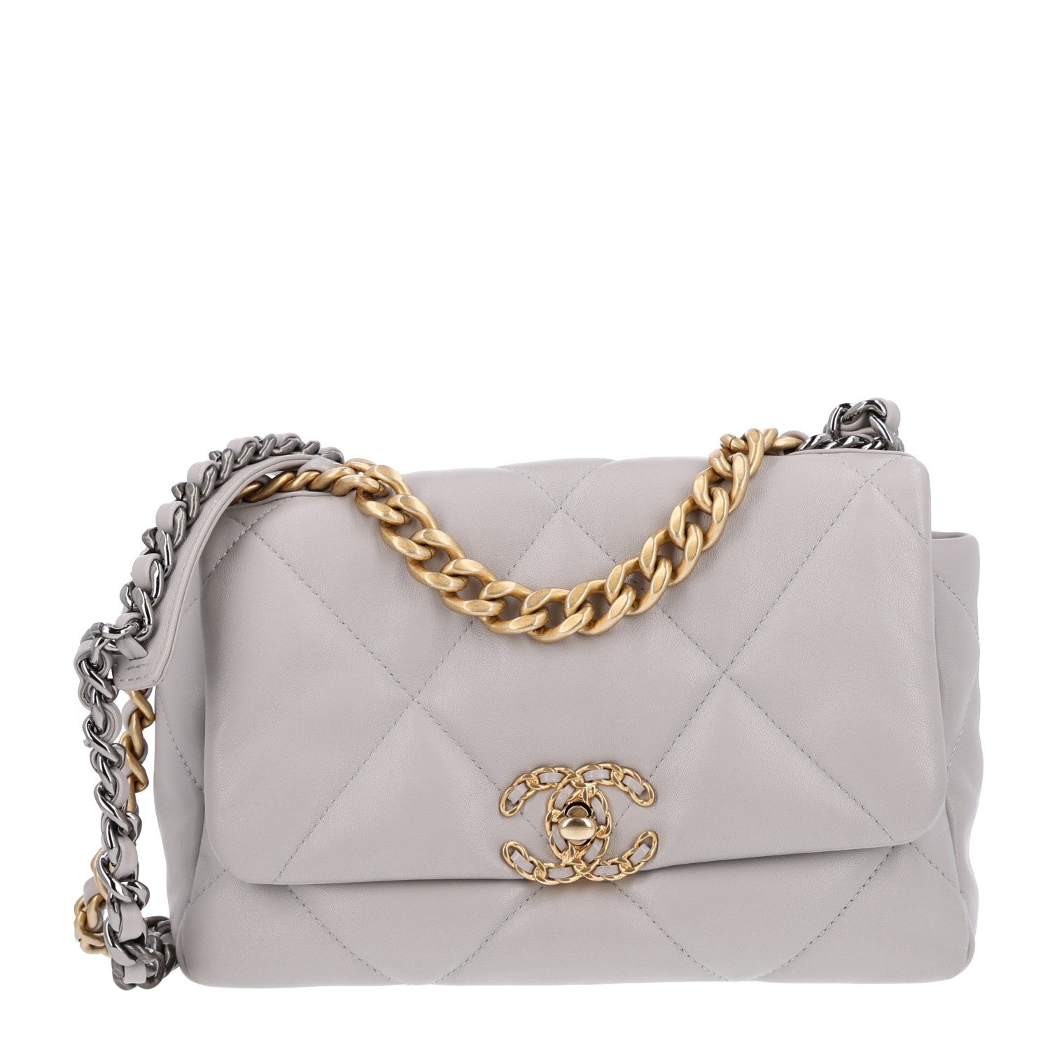 Lambskin Quilted Medium Chanel 19 Flap Grey