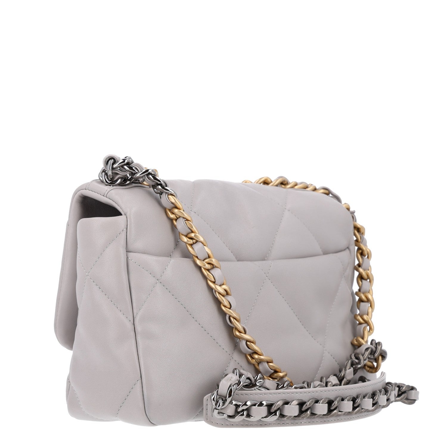 Lambskin Quilted Medium Chanel 19 Flap Grey — view 3