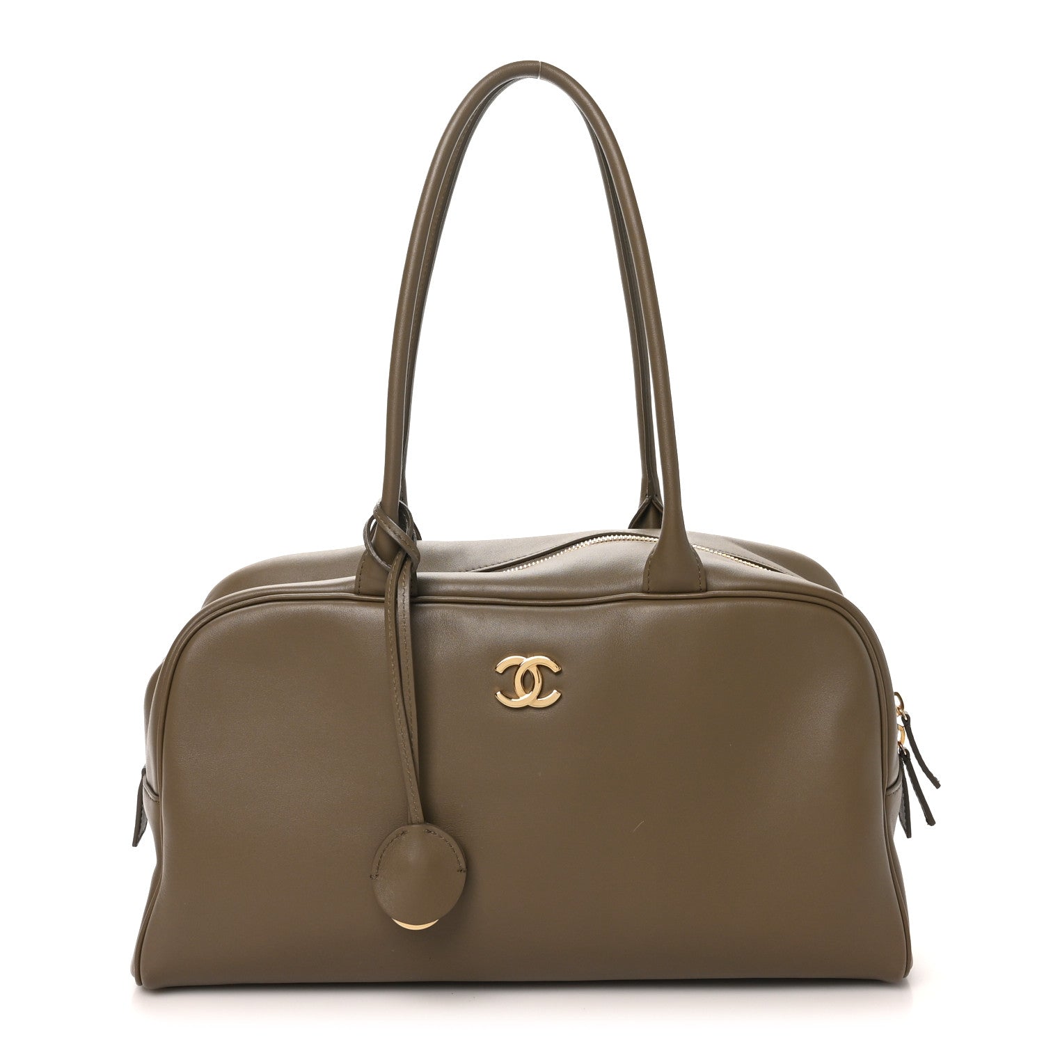 Calfskin Large Perfect Bowling Bag Dark Khaki