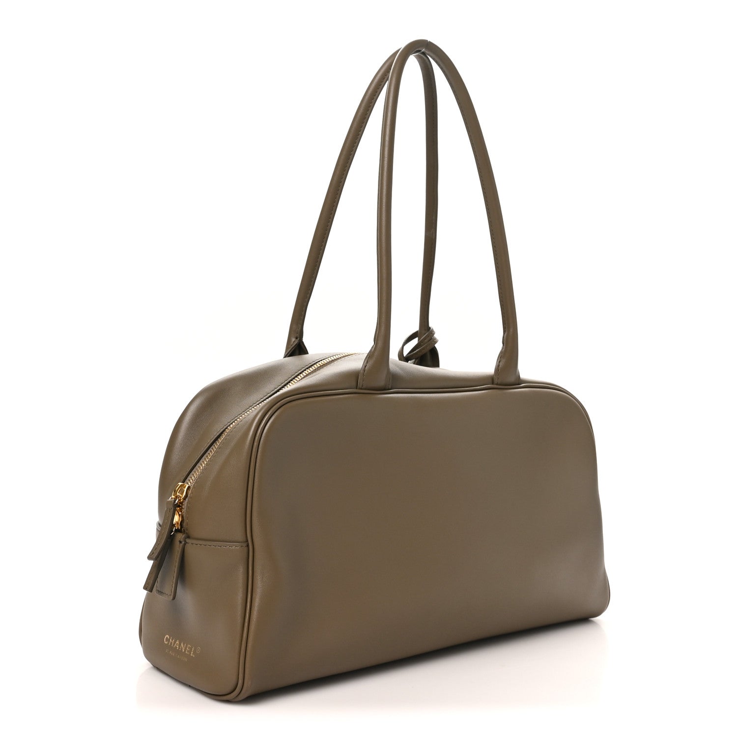 Calfskin Large Perfect Bowling Bag Dark Khaki — view 3