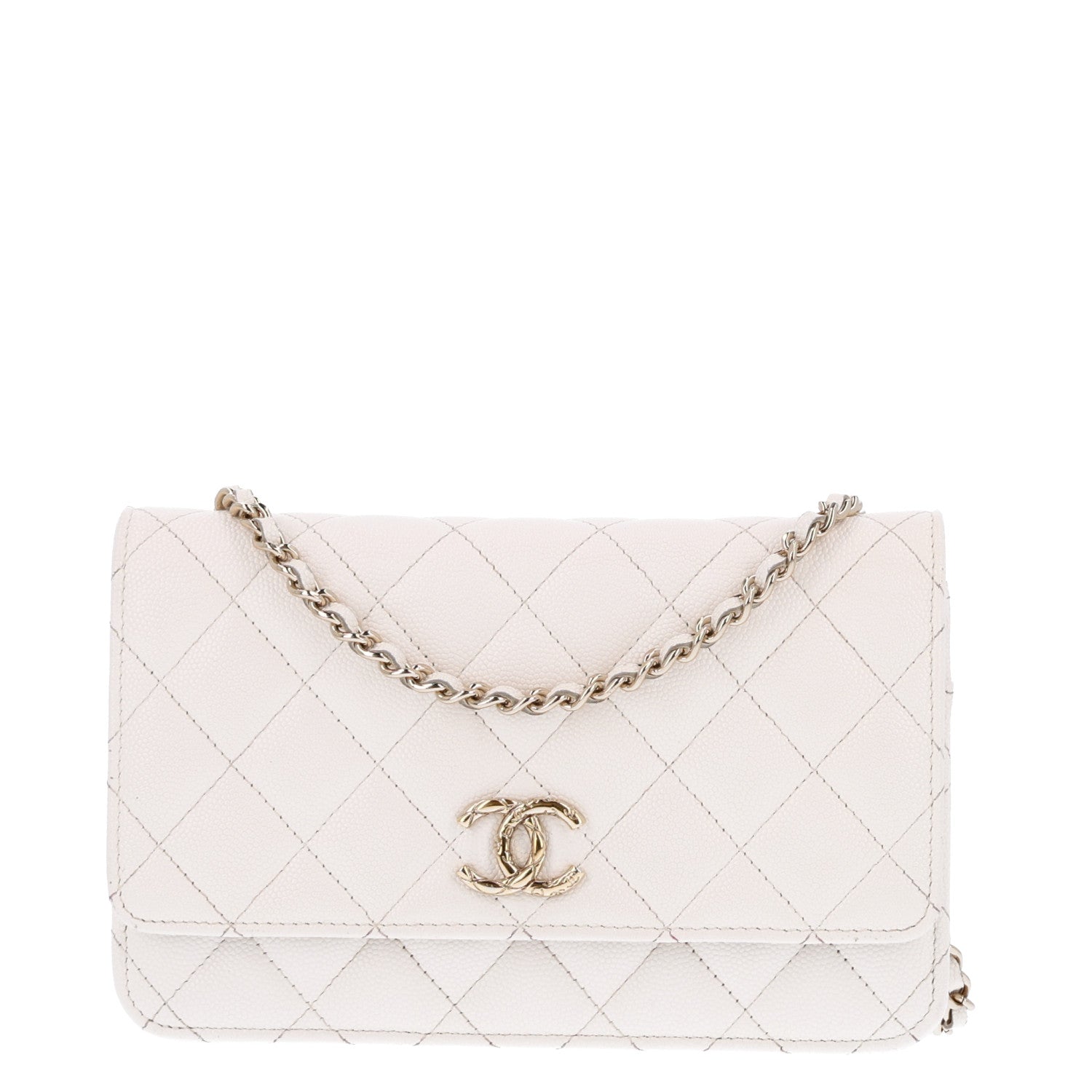 Caviar Quilted Wallet On Chain WOC White