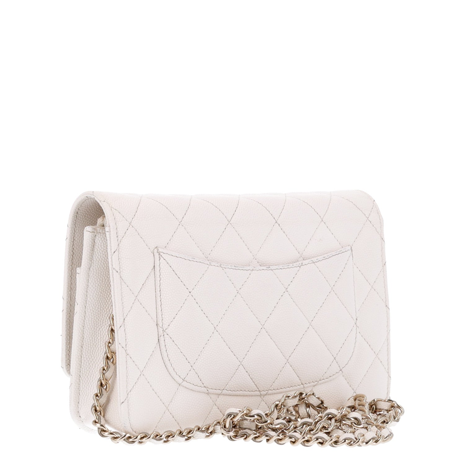 Caviar Quilted Wallet On Chain WOC White — view 2