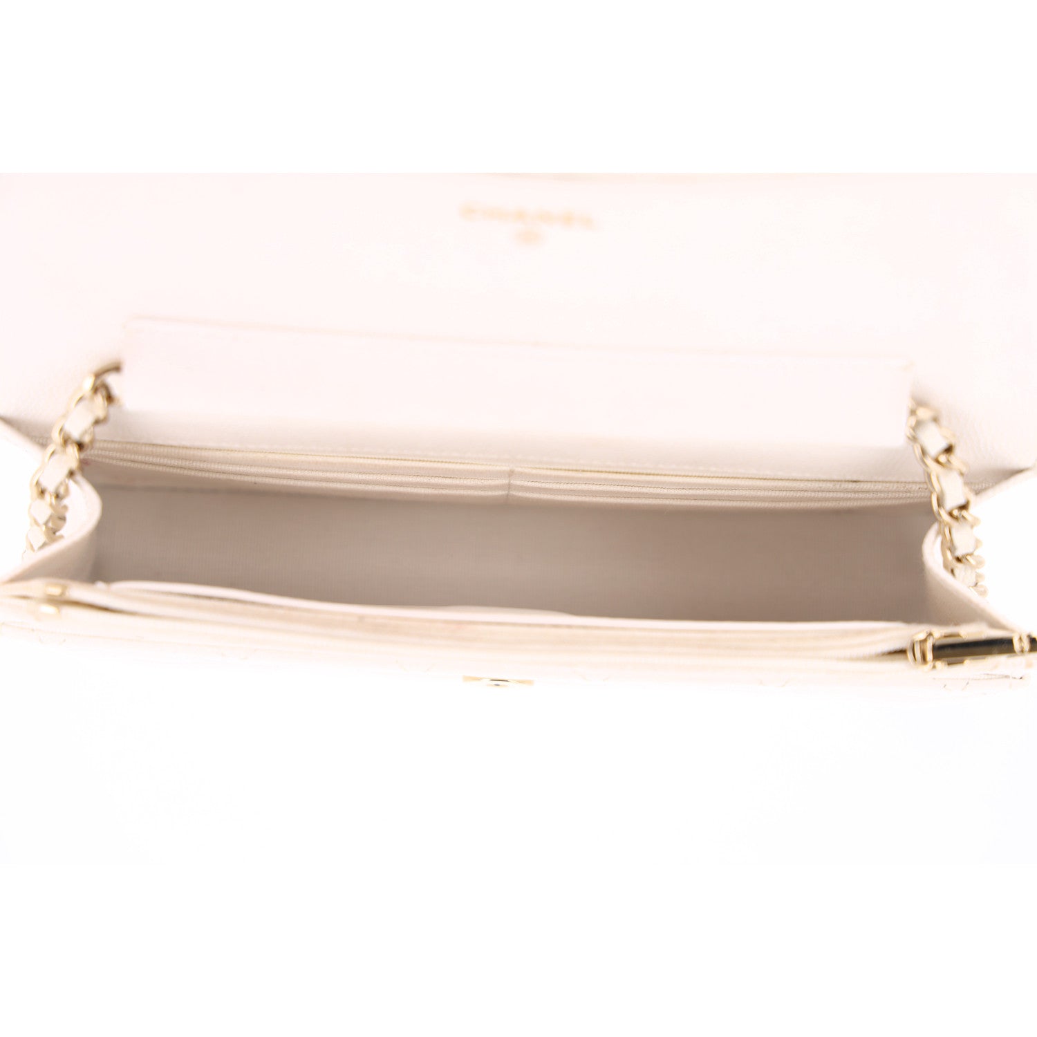Caviar Quilted Wallet On Chain WOC White — view 4