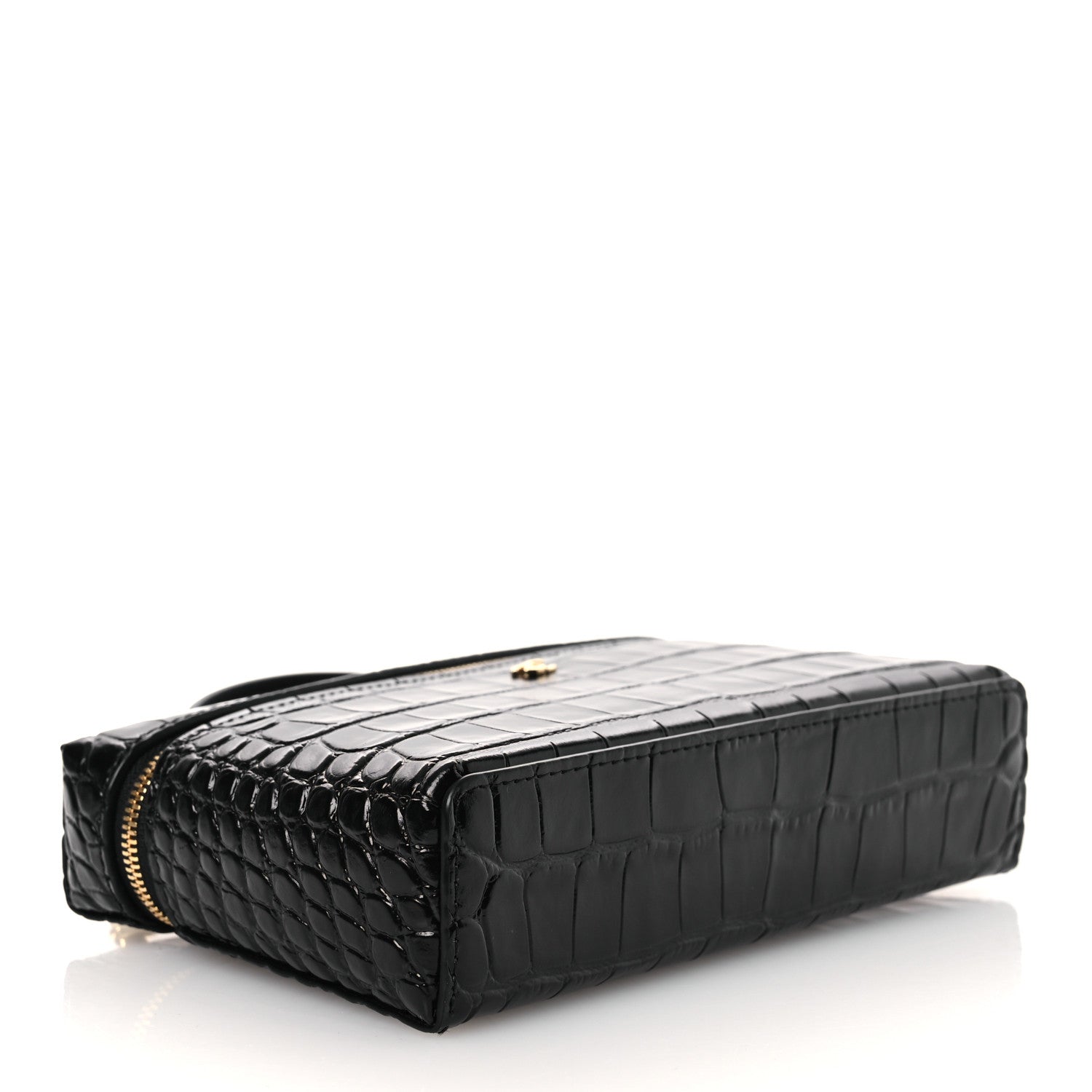 Calfskin Crocodile Embossed Crococo Exoticoco Vanity With Chain Black — view 4