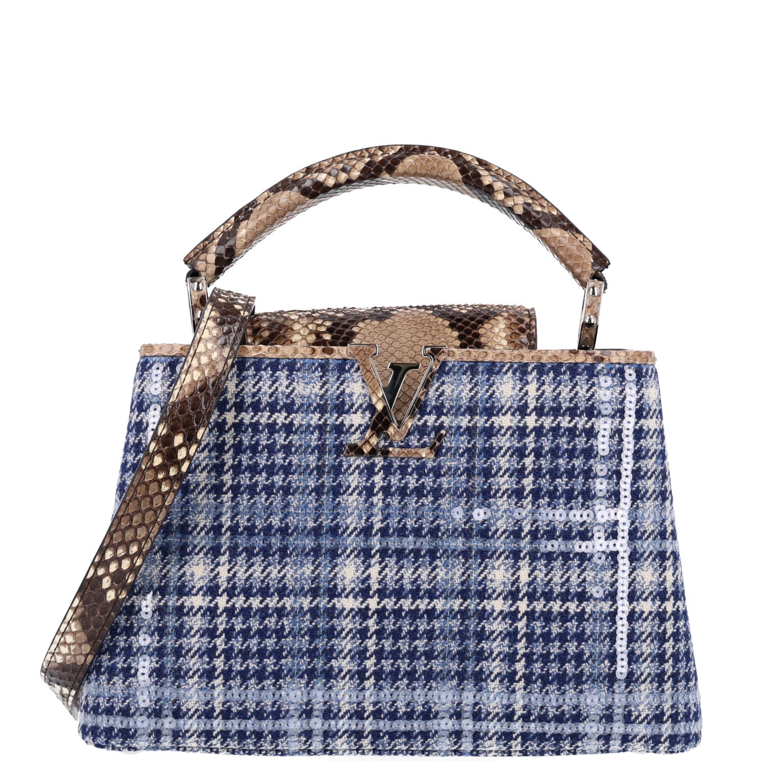 Tweed Sequins Snakeskin Capucines BB Blue
