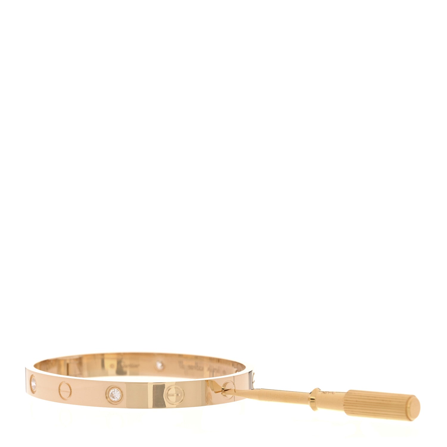 18K Yellow Gold 4 Diamond LOVE Bracelet 16 — view 3