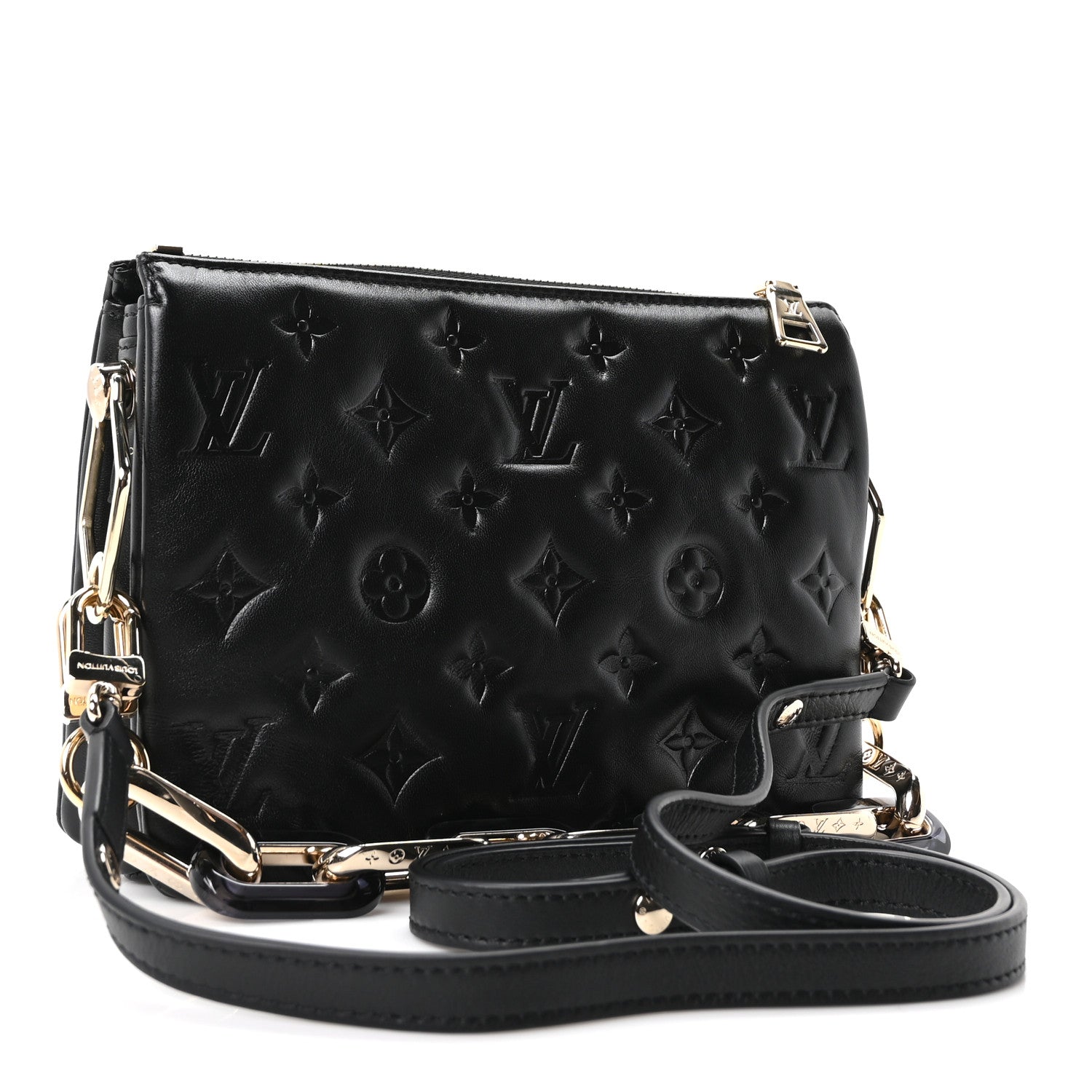 Lambskin Swarovski Crystal Embossed Monogram Coussin BB Black — view 3
