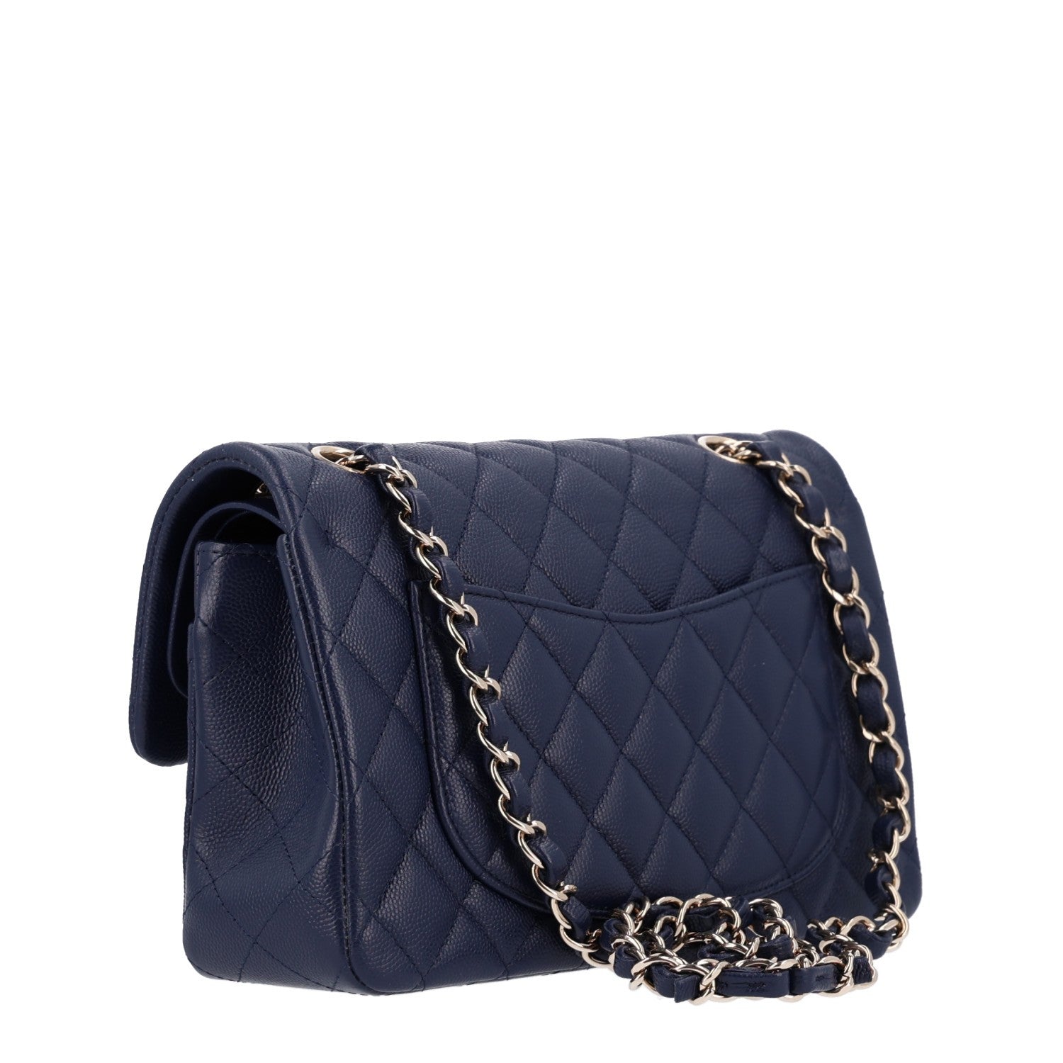 Caviar Quilted Small Double Flap Navy — view 3