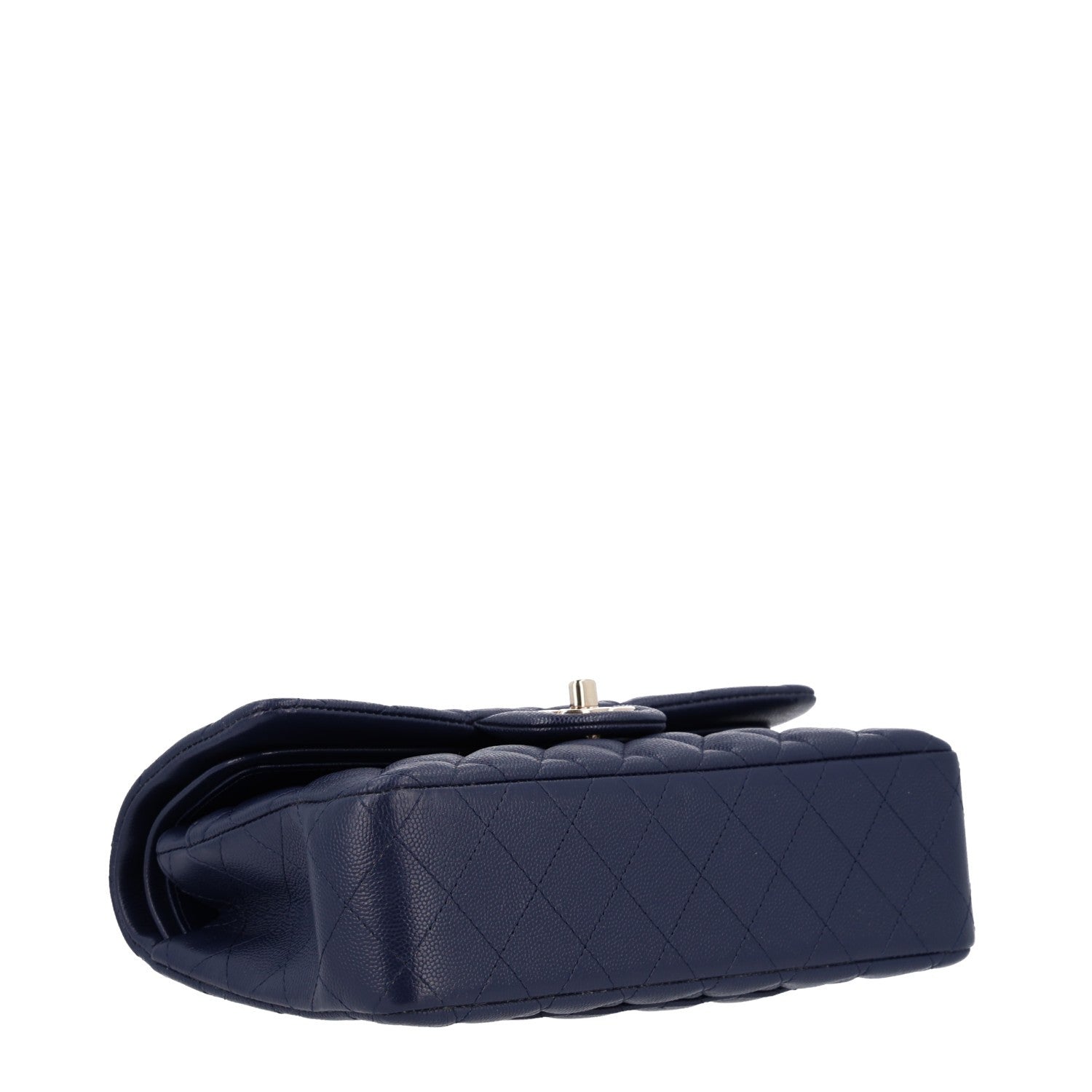 Caviar Quilted Small Double Flap Navy — view 4