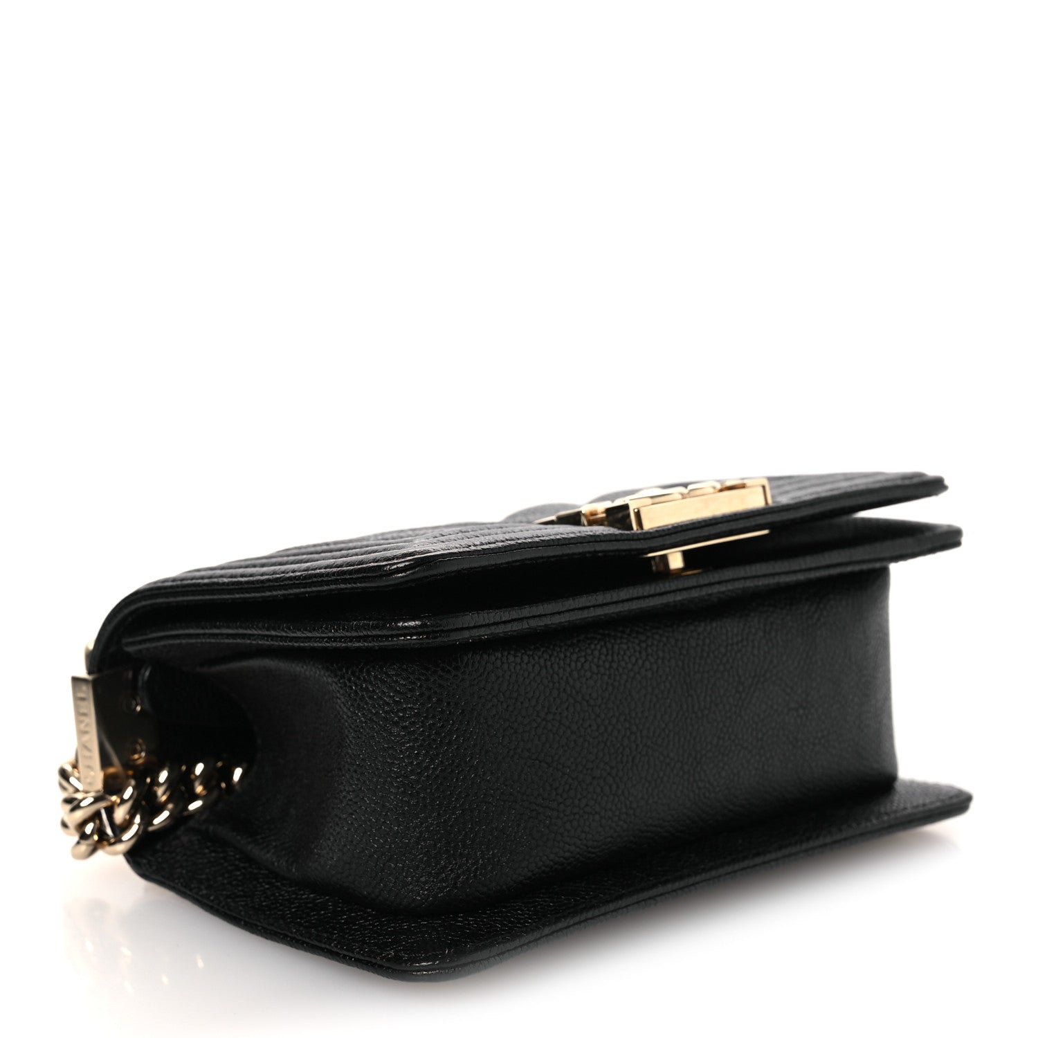 Caviar Chevron Quilted Mini Boy Flap Black Black — view 4