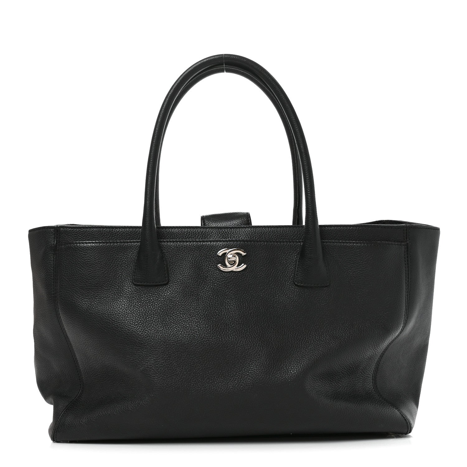 Calfskin Cerf Executive Shopper Tote Black