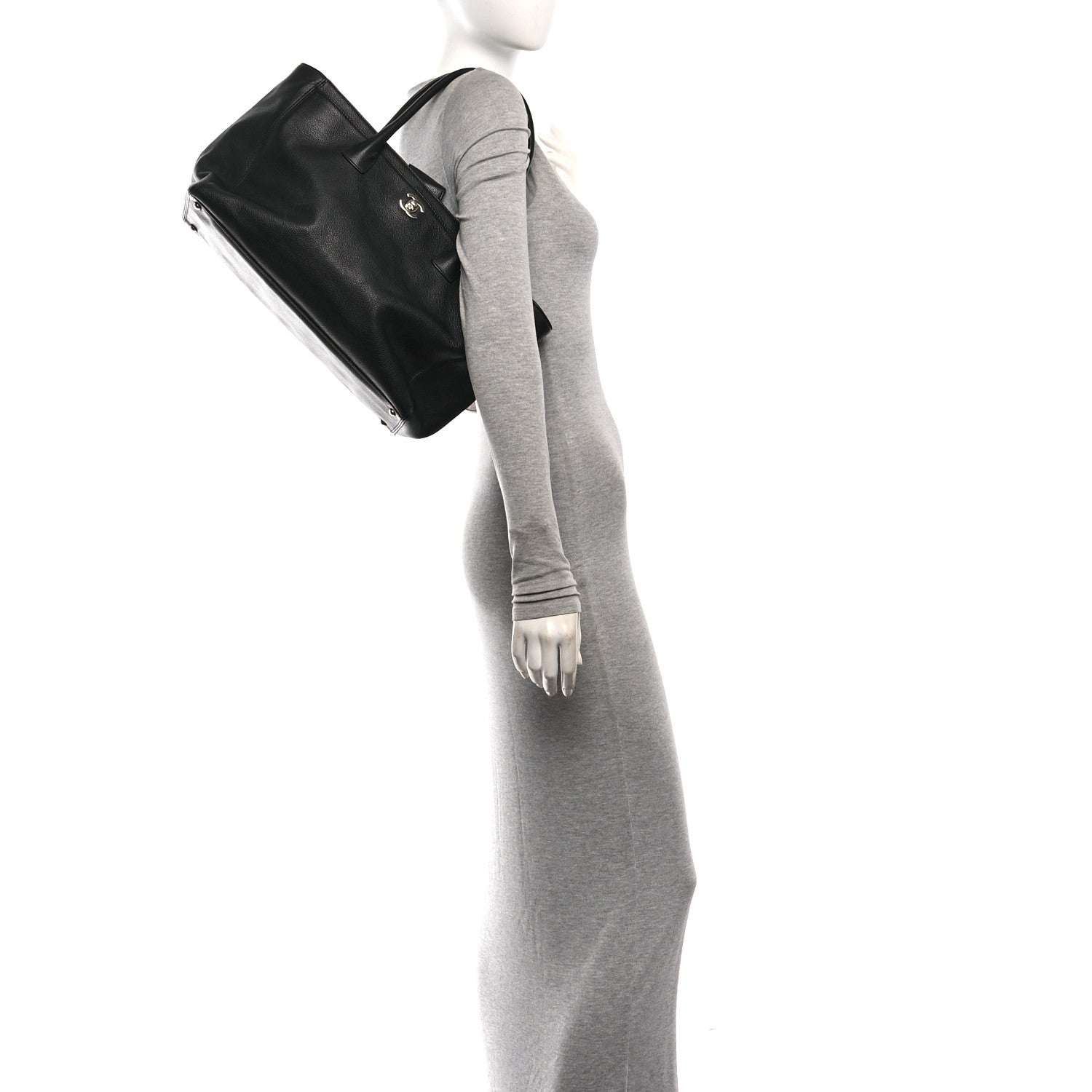 Calfskin Cerf Executive Shopper Tote Black — view 2