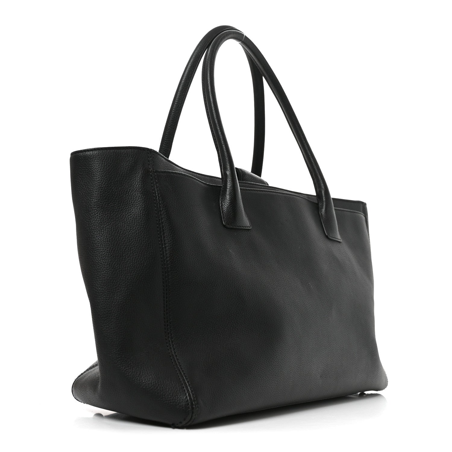 Calfskin Cerf Executive Shopper Tote Black — view 3