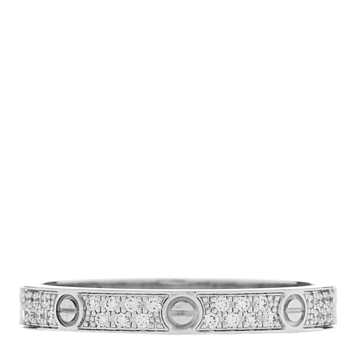 18K White Gold Diamond 2.6mm LOVE Paved Band Ring 51 5.75