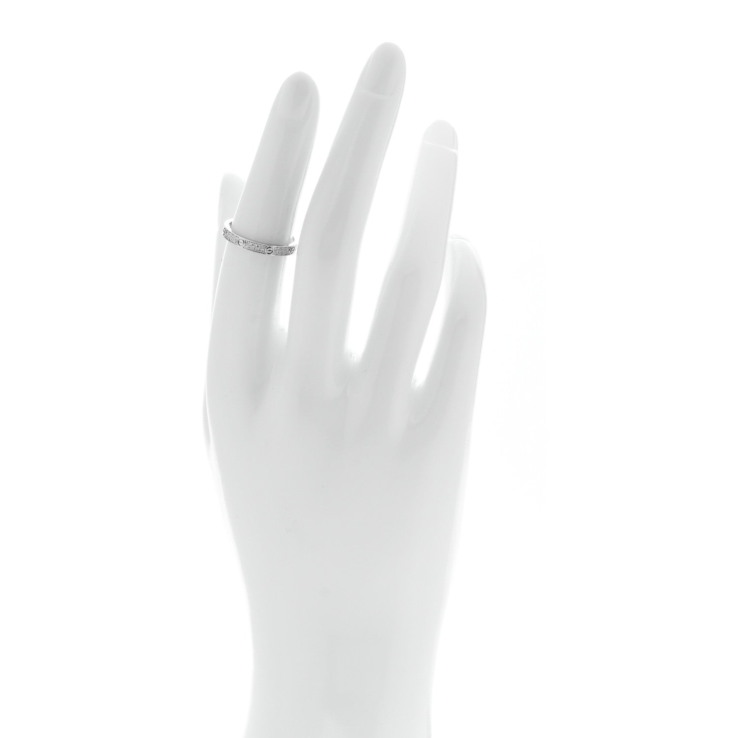 18K White Gold Diamond 2.6mm LOVE Paved Band Ring 51 5.75 — view 2
