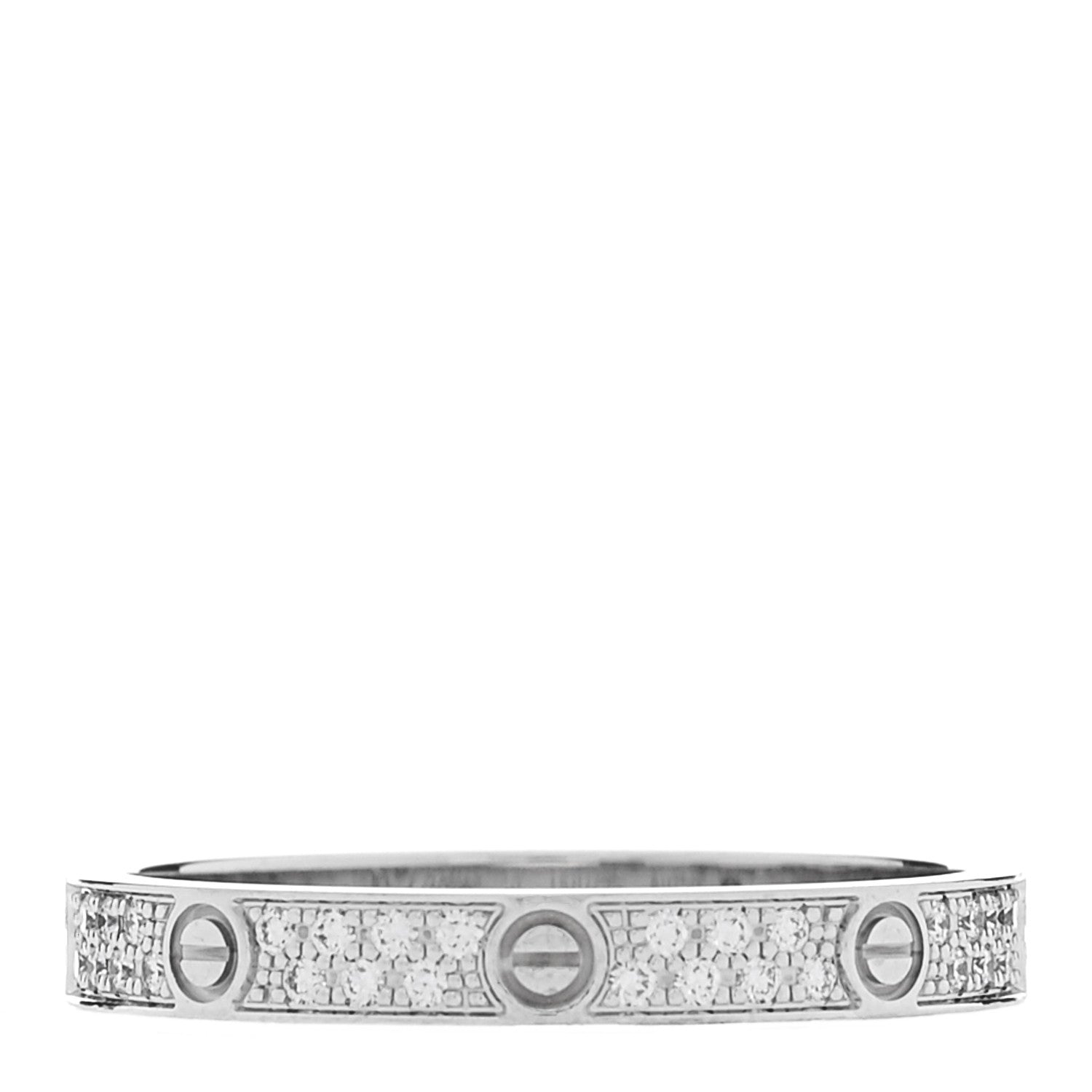18K White Gold Diamond 2.6mm LOVE Paved Band Ring 51 5.75 — view 3
