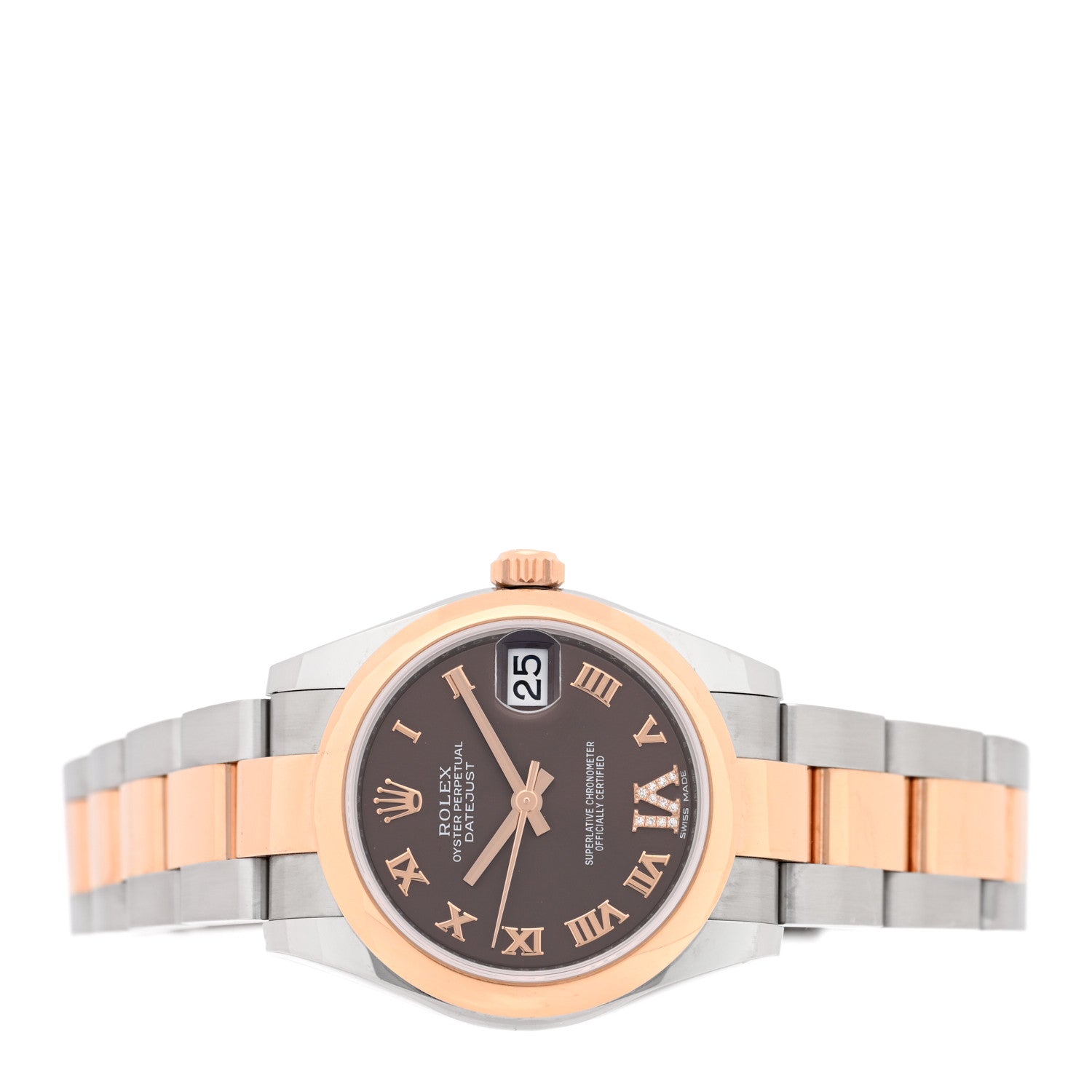 Stainless Steel 18K Everose Diamond 31mm Oyster Perpetual Datejust Watch Chocolate Roman 178241 — view 2