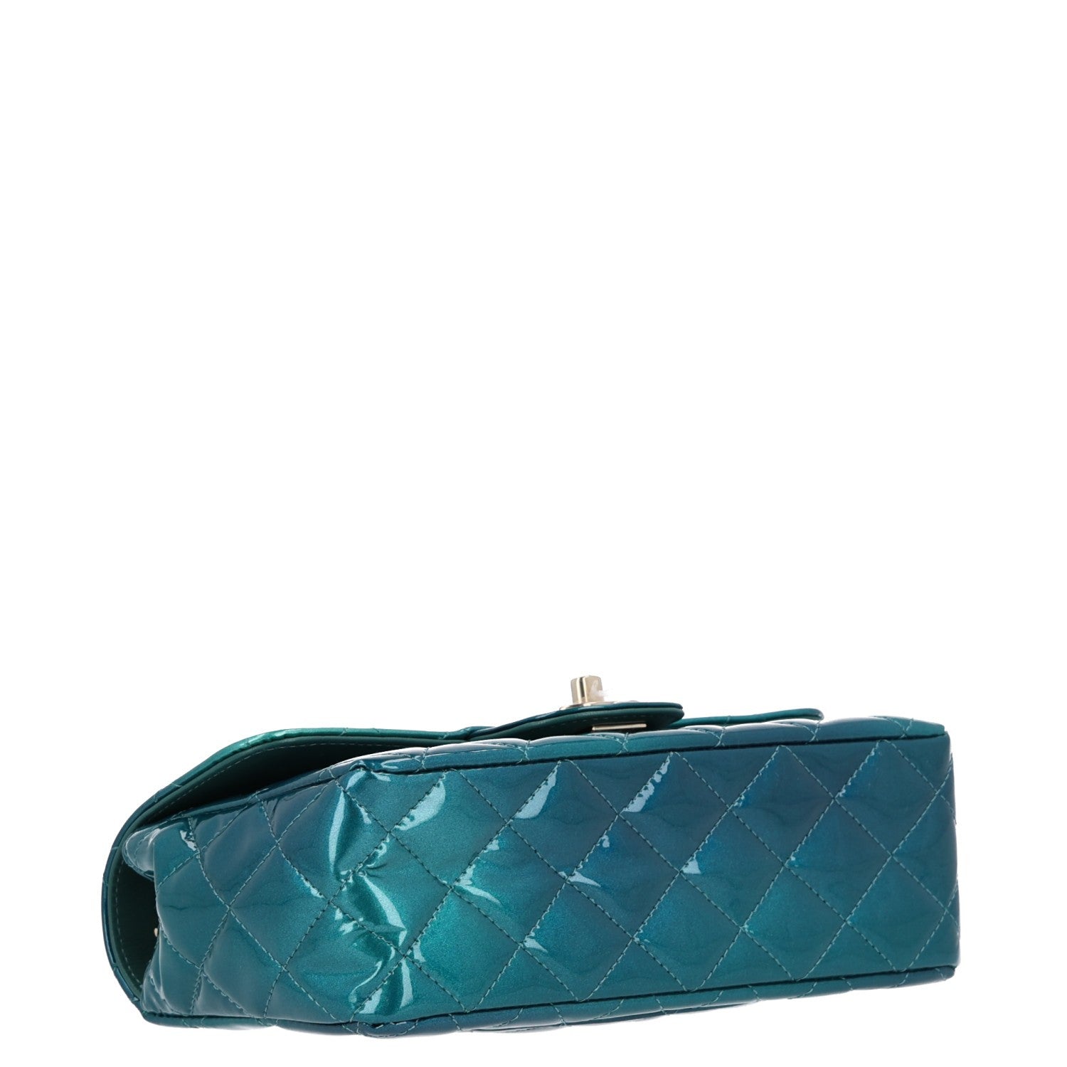 Shaded Patent Calfskin Quilted Mini Rectangular Flap Green Blue — view 5