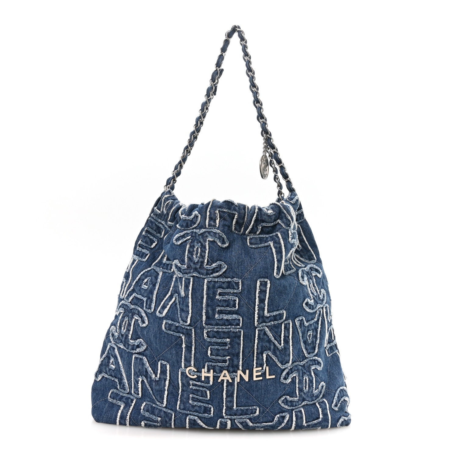 Denim Patchwork Logo Chanel 22 Blue