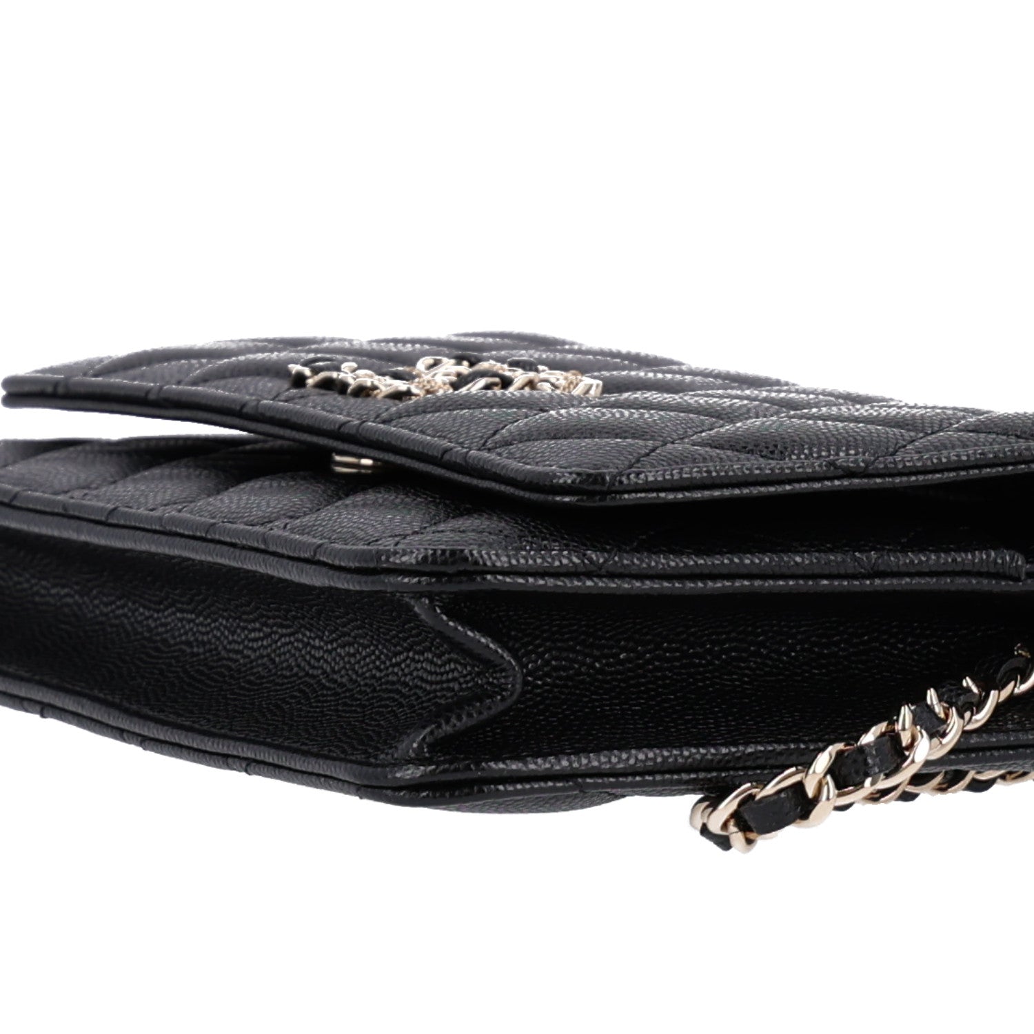 Caviar Quilted French New Wave Chain CC Wallet On Chain WOC Black — view 2