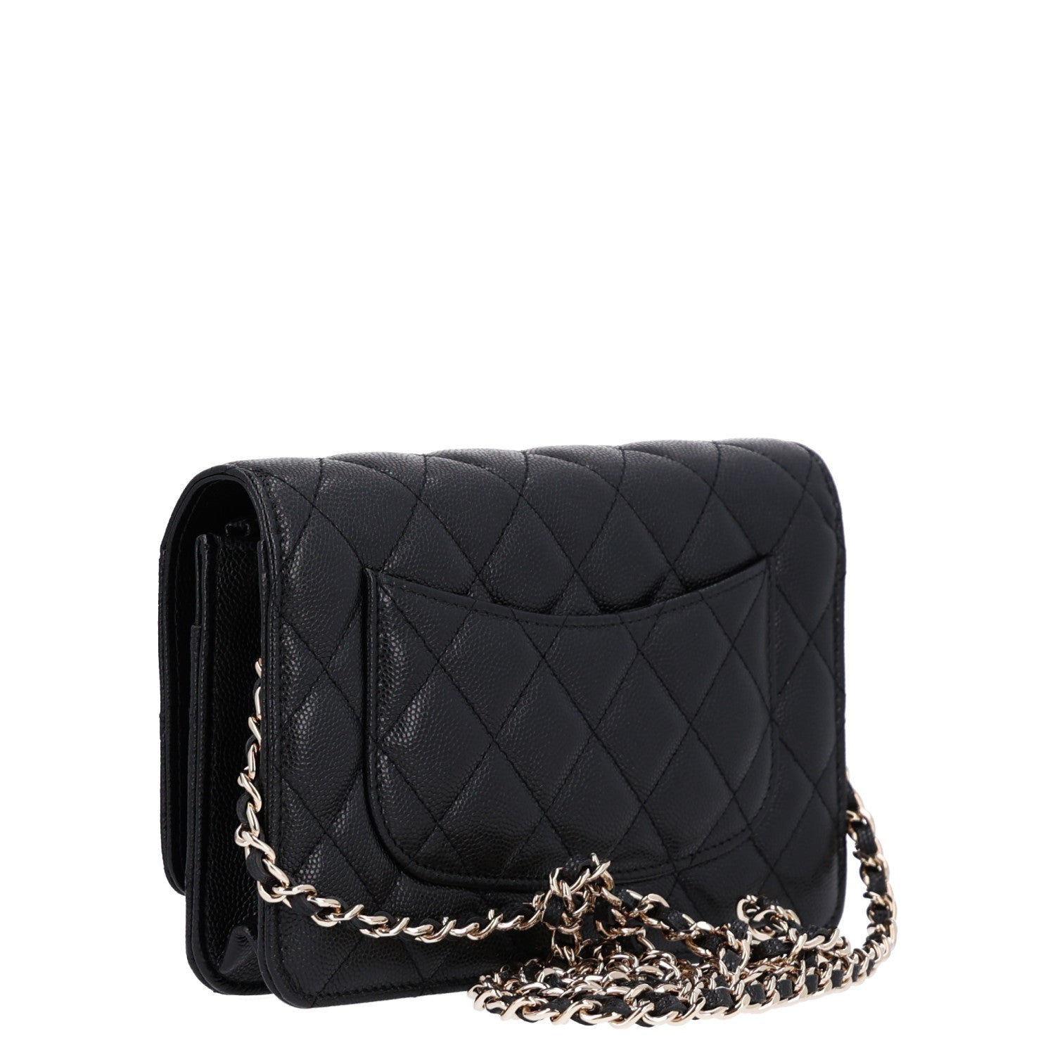 Caviar Quilted French New Wave Chain CC Wallet On Chain WOC Black — view 3