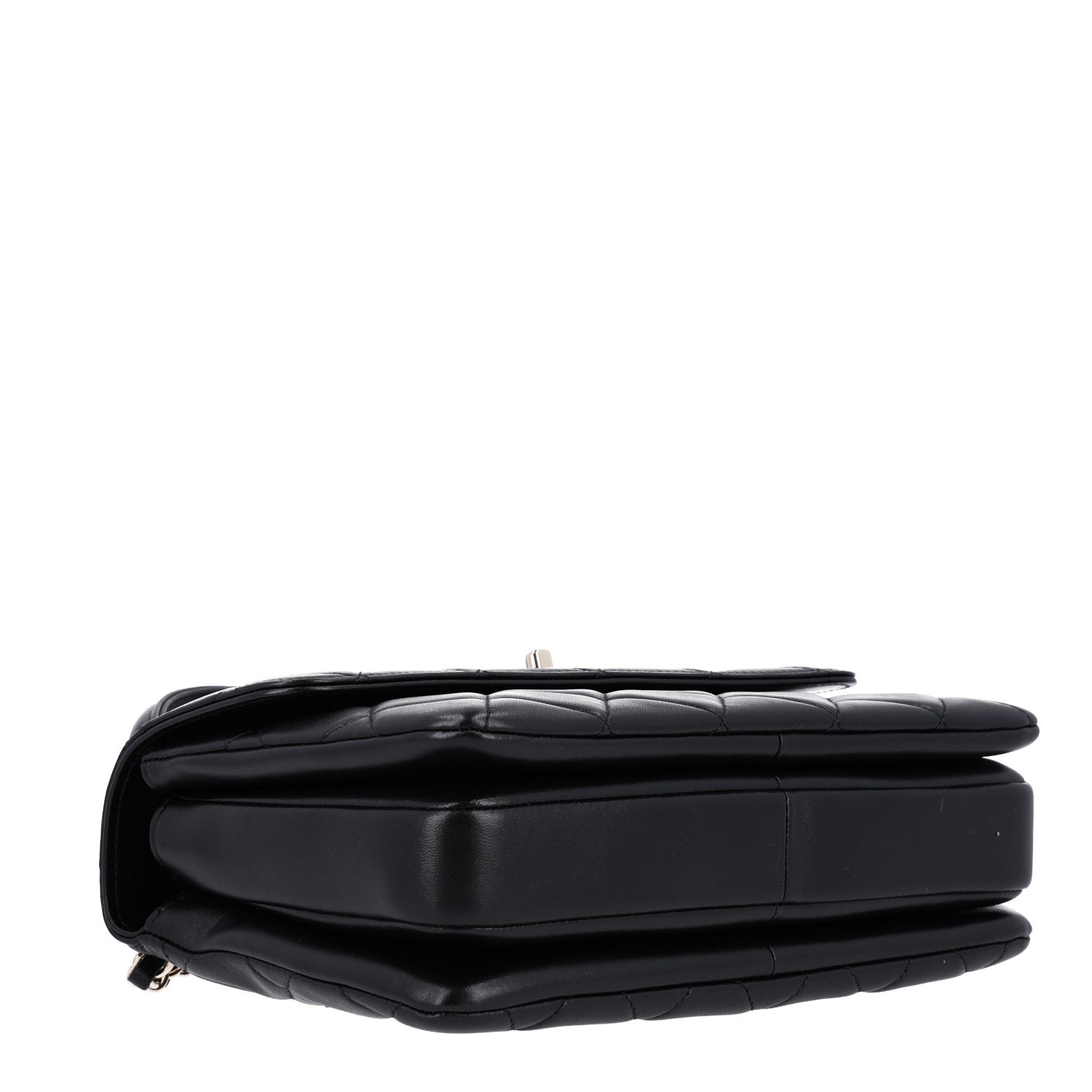 Lambskin Quilted Small Trendy CC Dual Handle Flap Bag Black — view 4