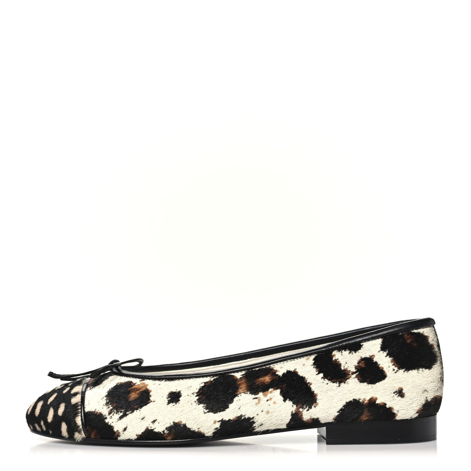 Pony Hair Calfskin Cap Toe CC Ballerina Flats 38.5 White Brown Black 37.5 White Brown Black