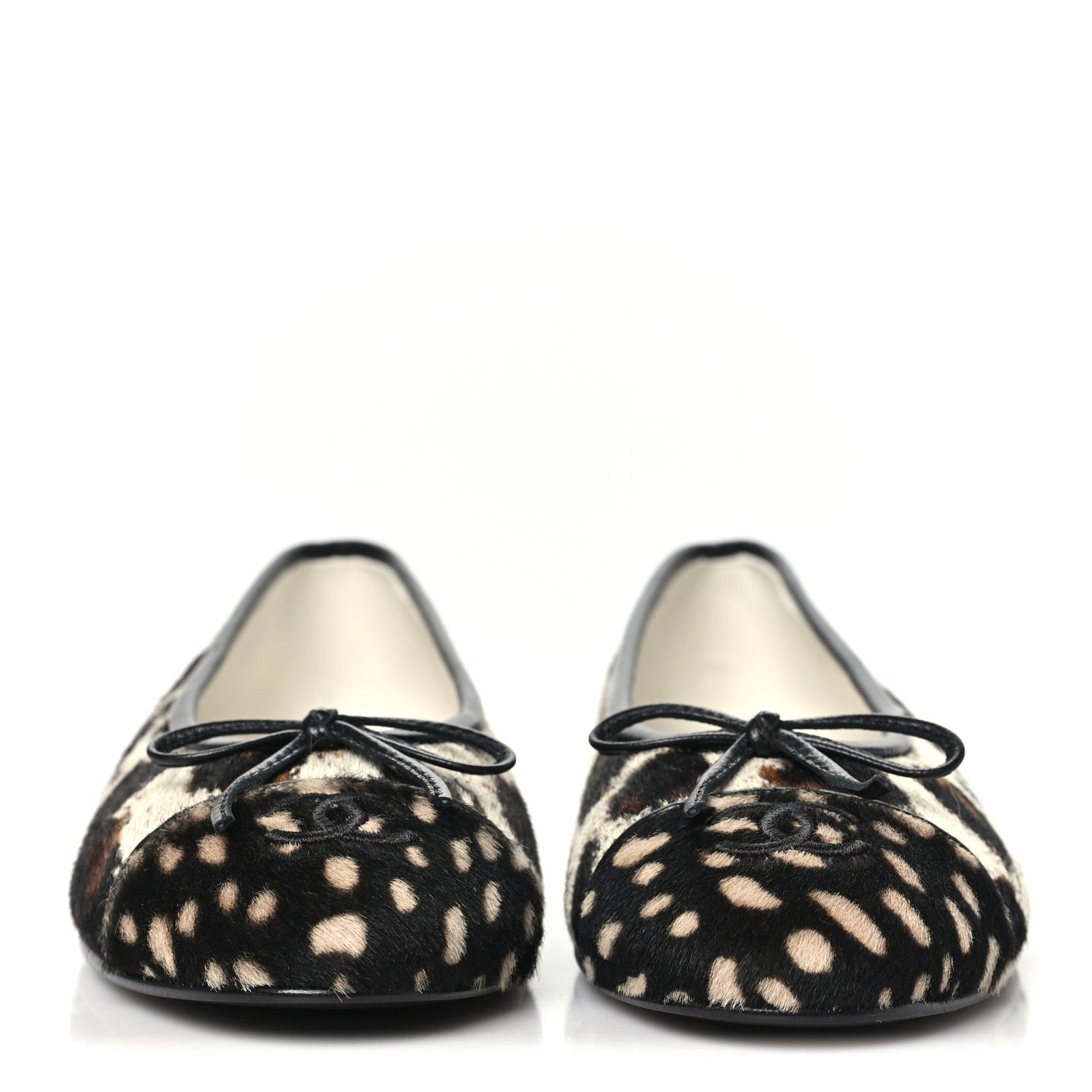 Pony Hair Calfskin Cap Toe CC Ballerina Flats 38.5 White Brown Black 37.5 White Brown Black — view 3