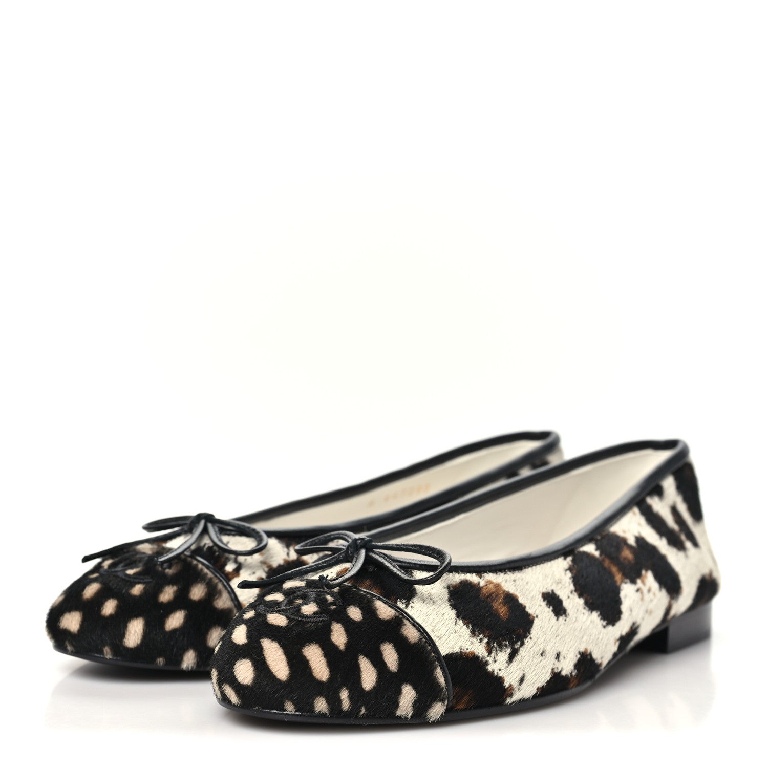 Pony Hair Calfskin Cap Toe CC Ballerina Flats 38.5 White Brown Black 37.5 White Brown Black — view 4