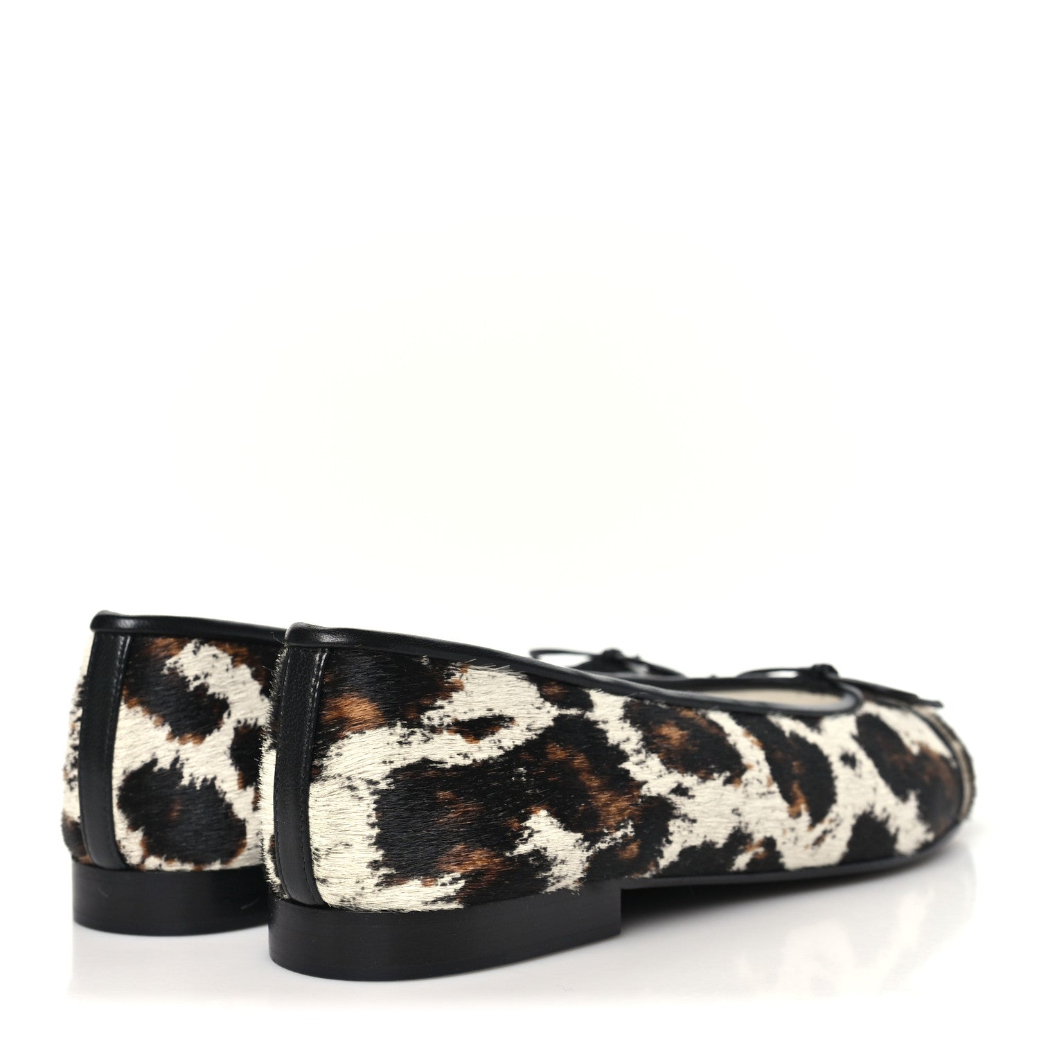 Pony Hair Calfskin Cap Toe CC Ballerina Flats 38.5 White Brown Black 37.5 White Brown Black — view 5