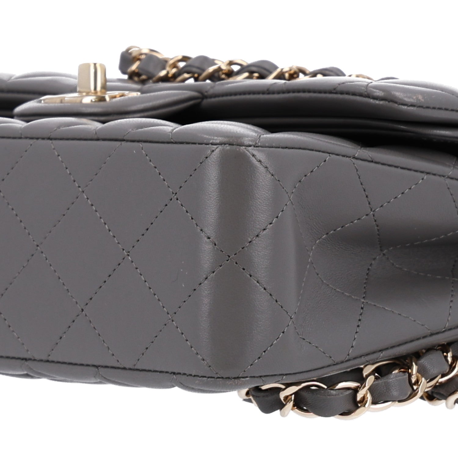 Lambskin Quilted Small Double Flap Grey — view 2