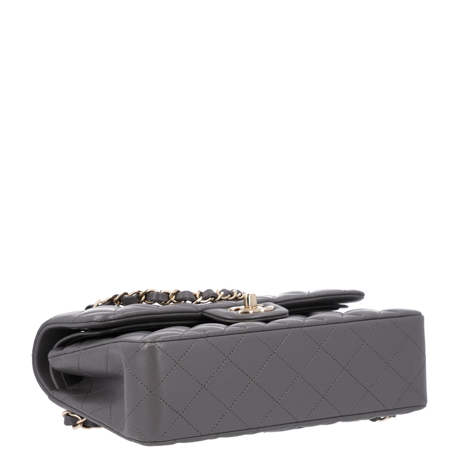 Lambskin Quilted Small Double Flap Grey — view 4