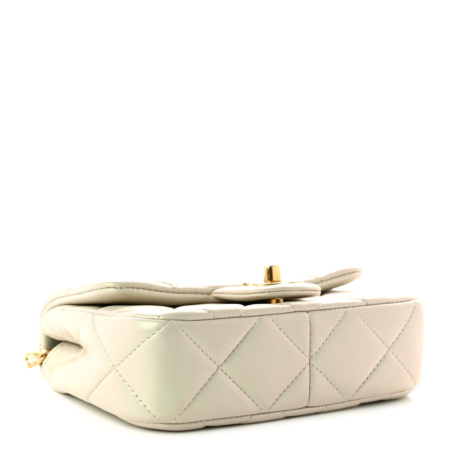 Pearly Lambskin Pearl Quilted Mini Flap Ivory — view 4