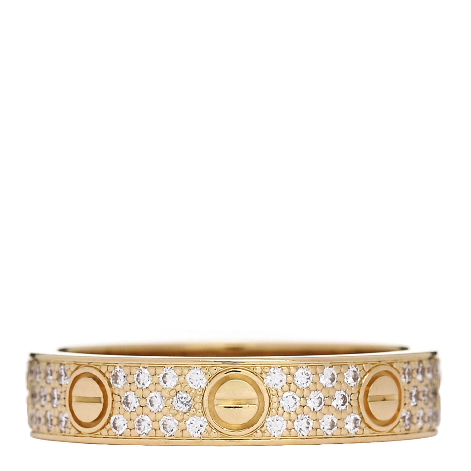 18K Yellow Gold Diamond 4mm LOVE Wedding Paved Band Ring 51 5.75