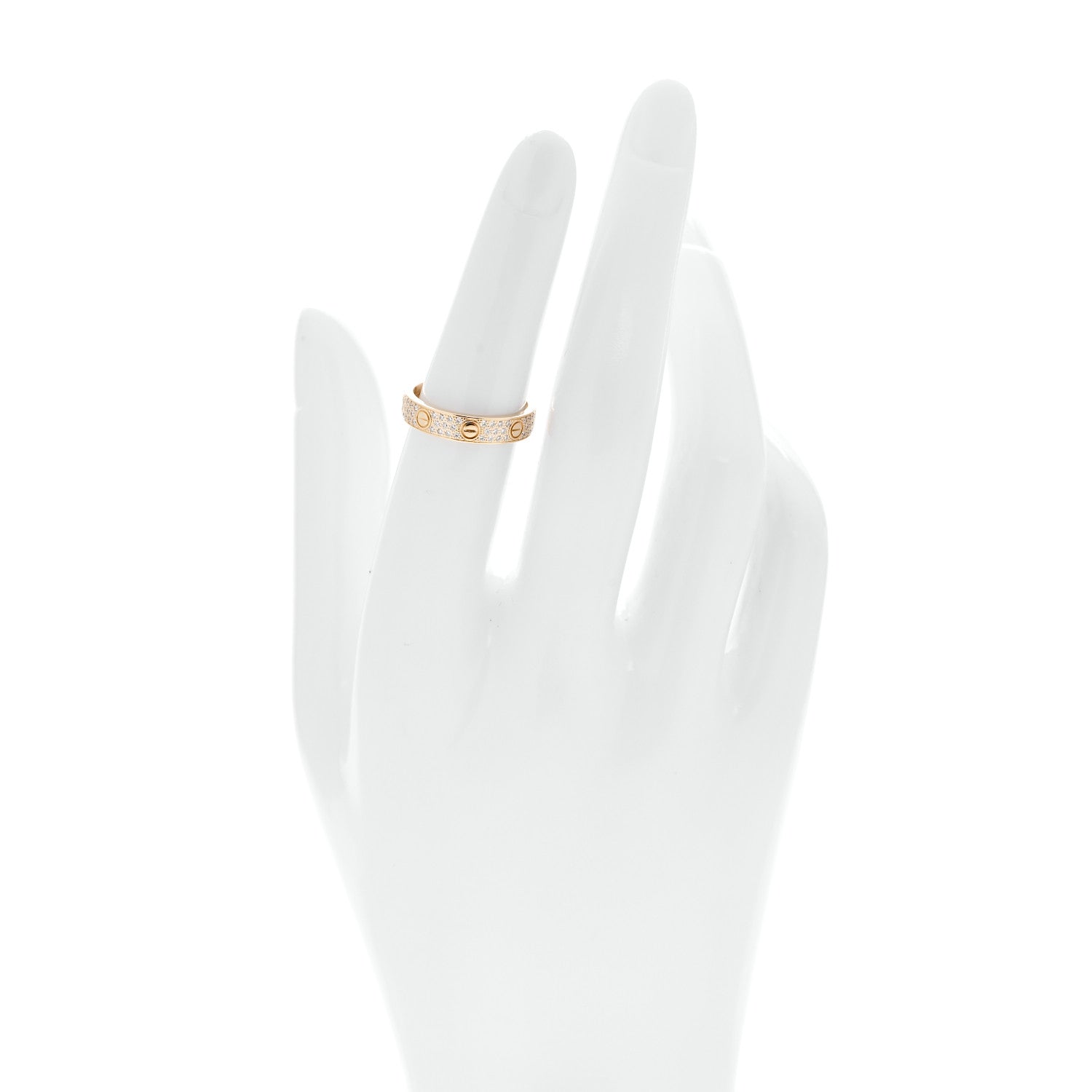 18K Yellow Gold Diamond 4mm LOVE Wedding Paved Band Ring 51 5.75 — view 2